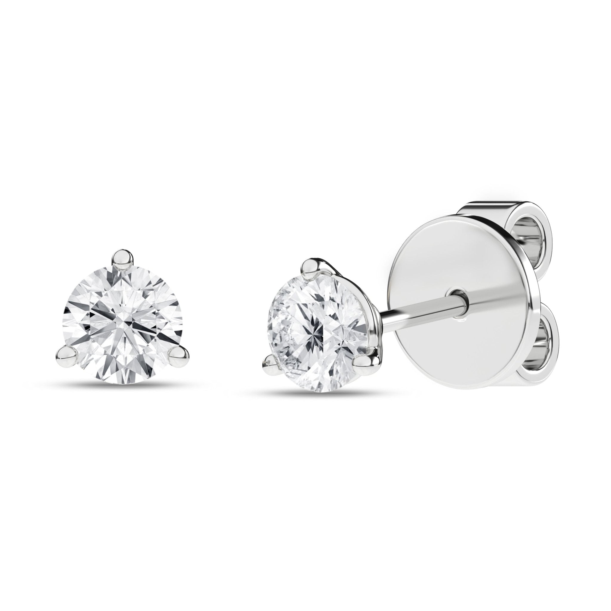 3 - Prong Martini Solitaire Stud Earrings (Round) - Oz's Jewelers by The Hickory Jewelry Company