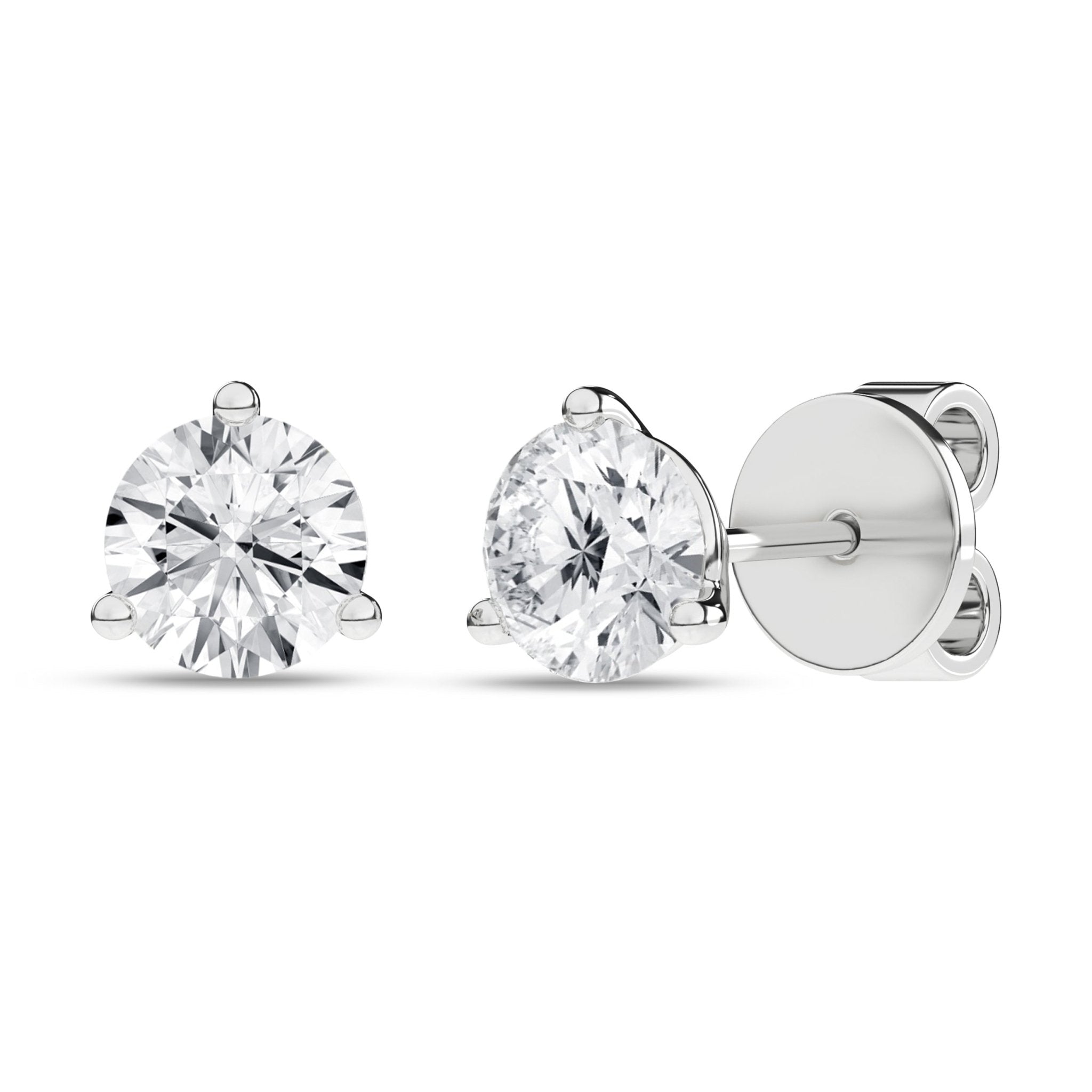 3 - Prong Martini Solitaire Stud Earrings (Round) - Oz's Jewelers by The Hickory Jewelry Company