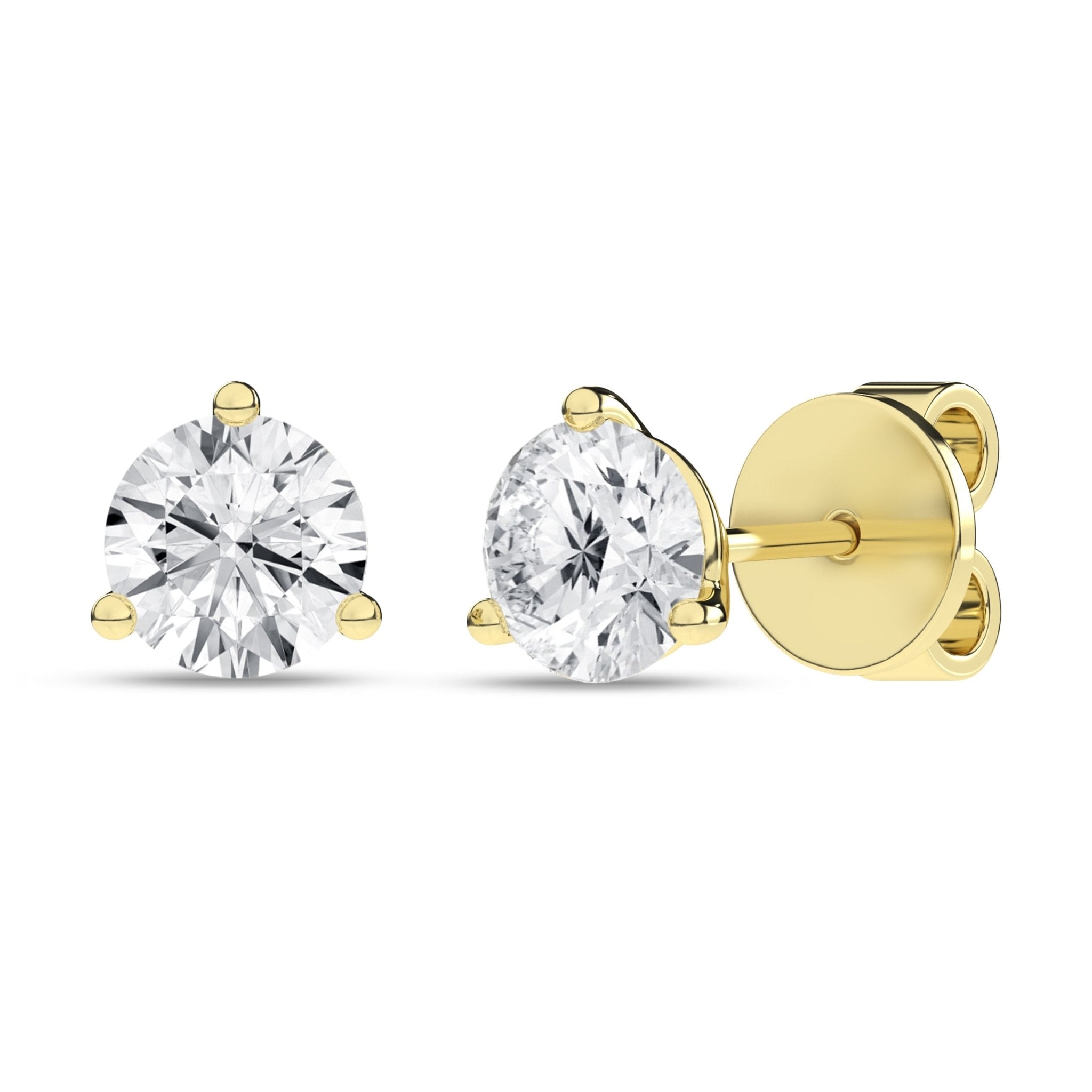 3 - Prong Martini Solitaire Stud Earrings (Round) - Oz's Jewelers by The Hickory Jewelry Company