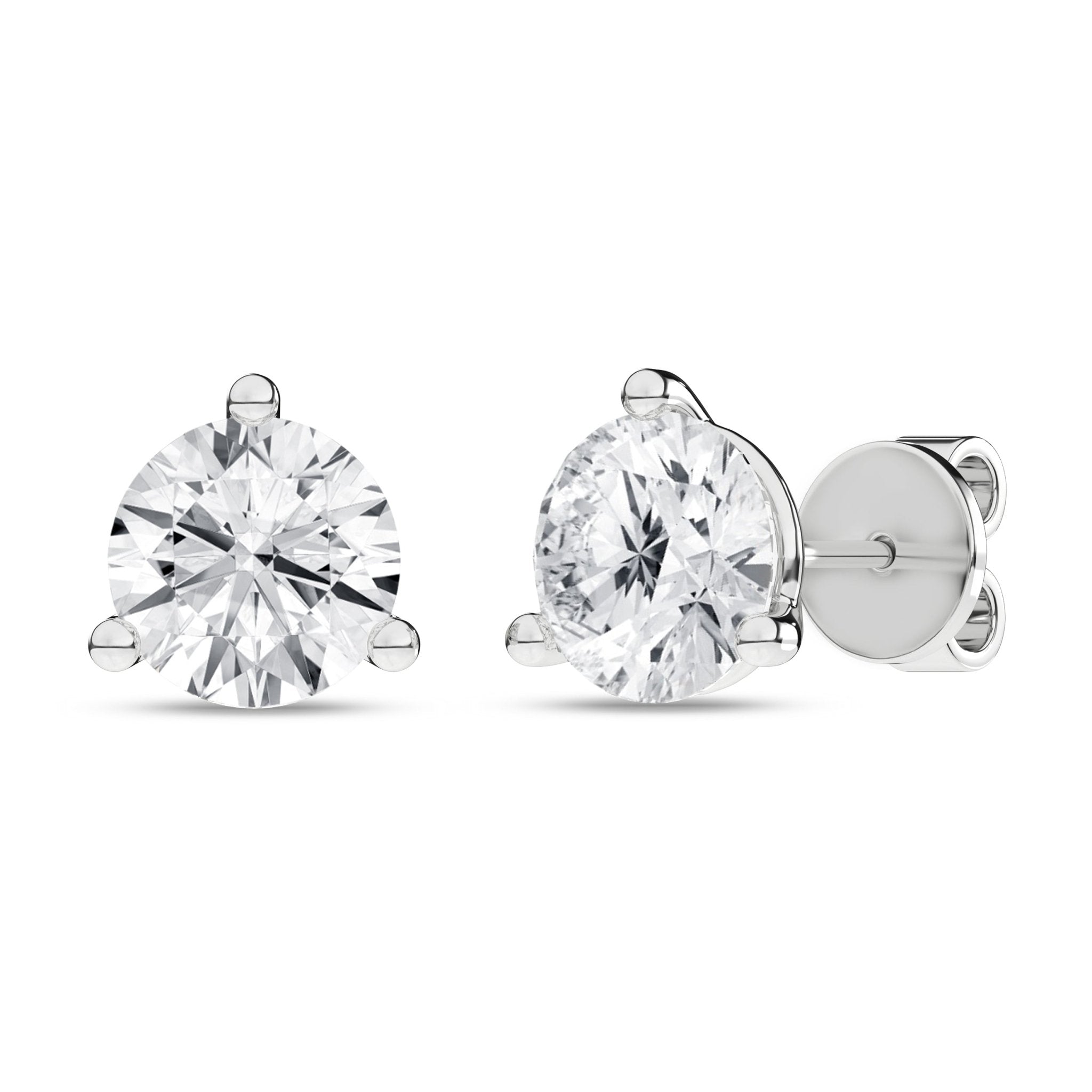 3 - Prong Martini Solitaire Stud Earrings (Round) - Oz's Jewelers by The Hickory Jewelry Company