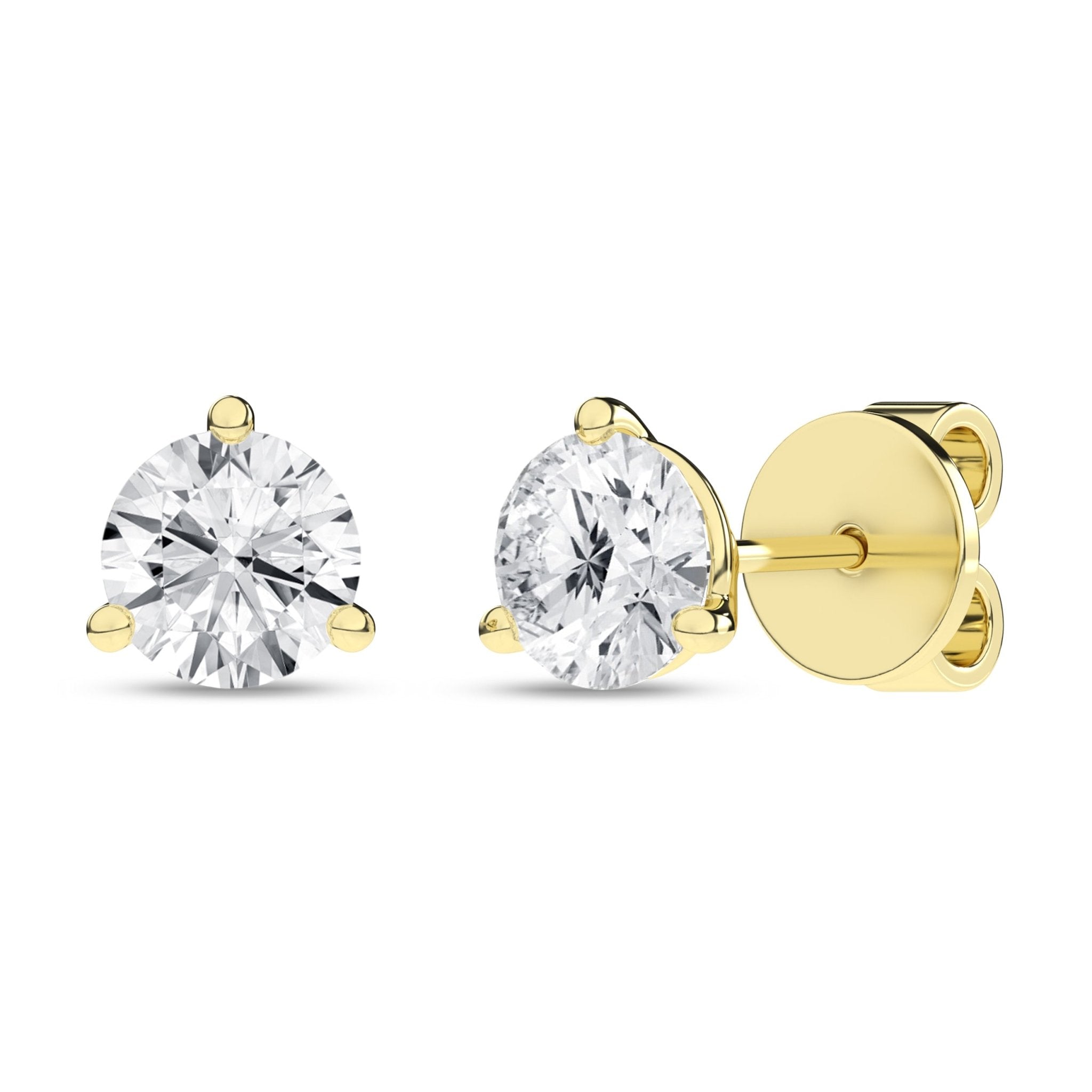 3 - Prong Martini Solitaire Stud Earrings (Round) - Oz's Jewelers by The Hickory Jewelry Company