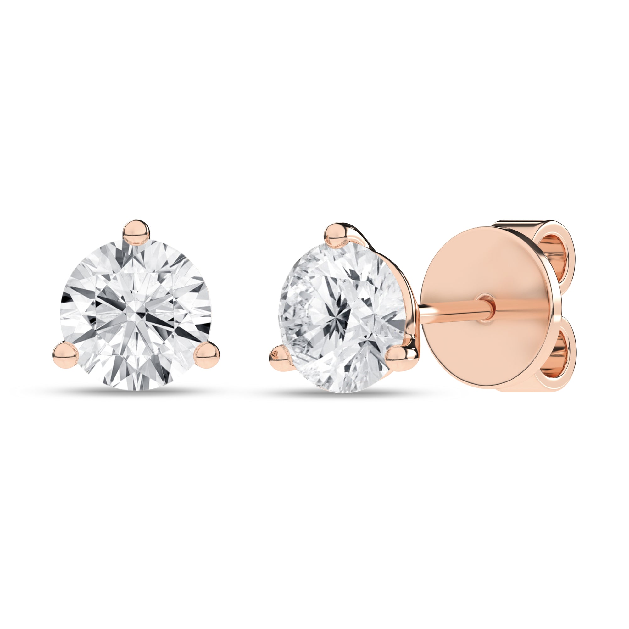 3 - Prong Martini Solitaire Stud Earrings (Round) - Oz's Jewelers by The Hickory Jewelry Company