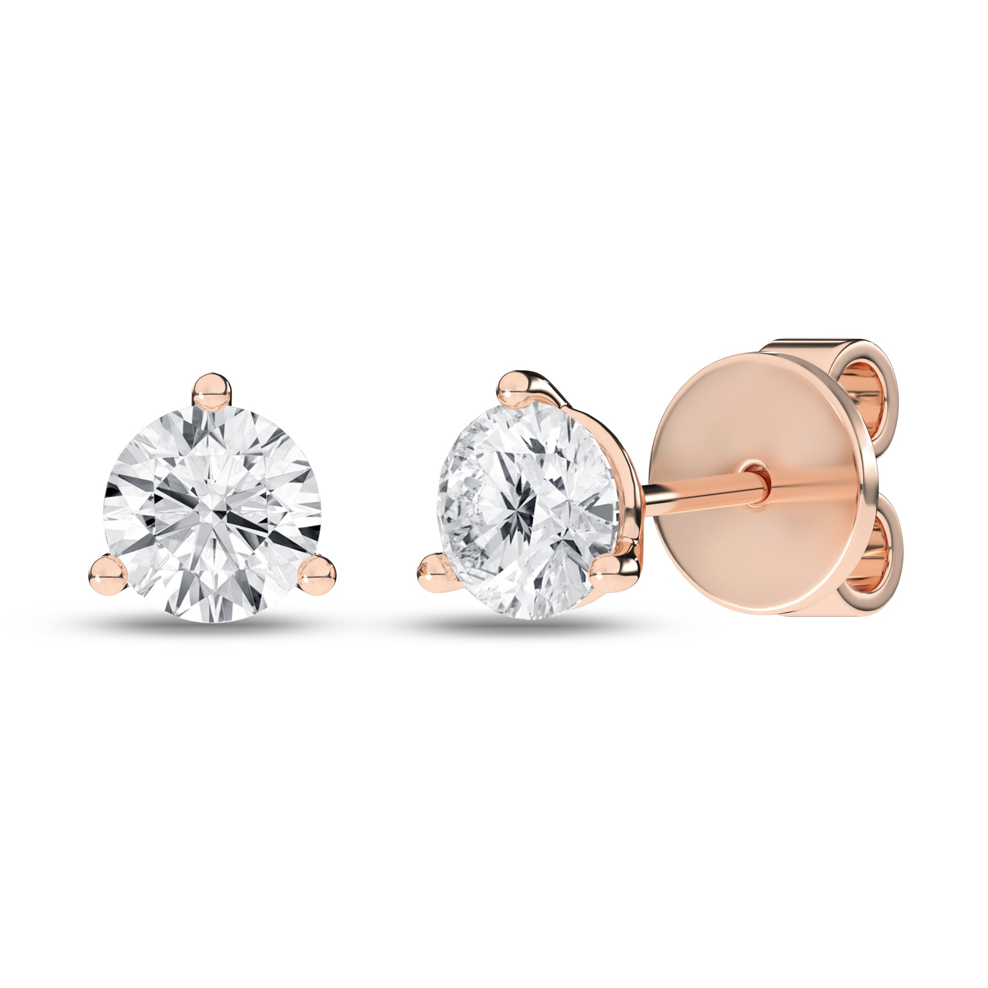 3 - Prong Martini Solitaire Stud Earrings (Round) - Oz's Jewelers by The Hickory Jewelry Company