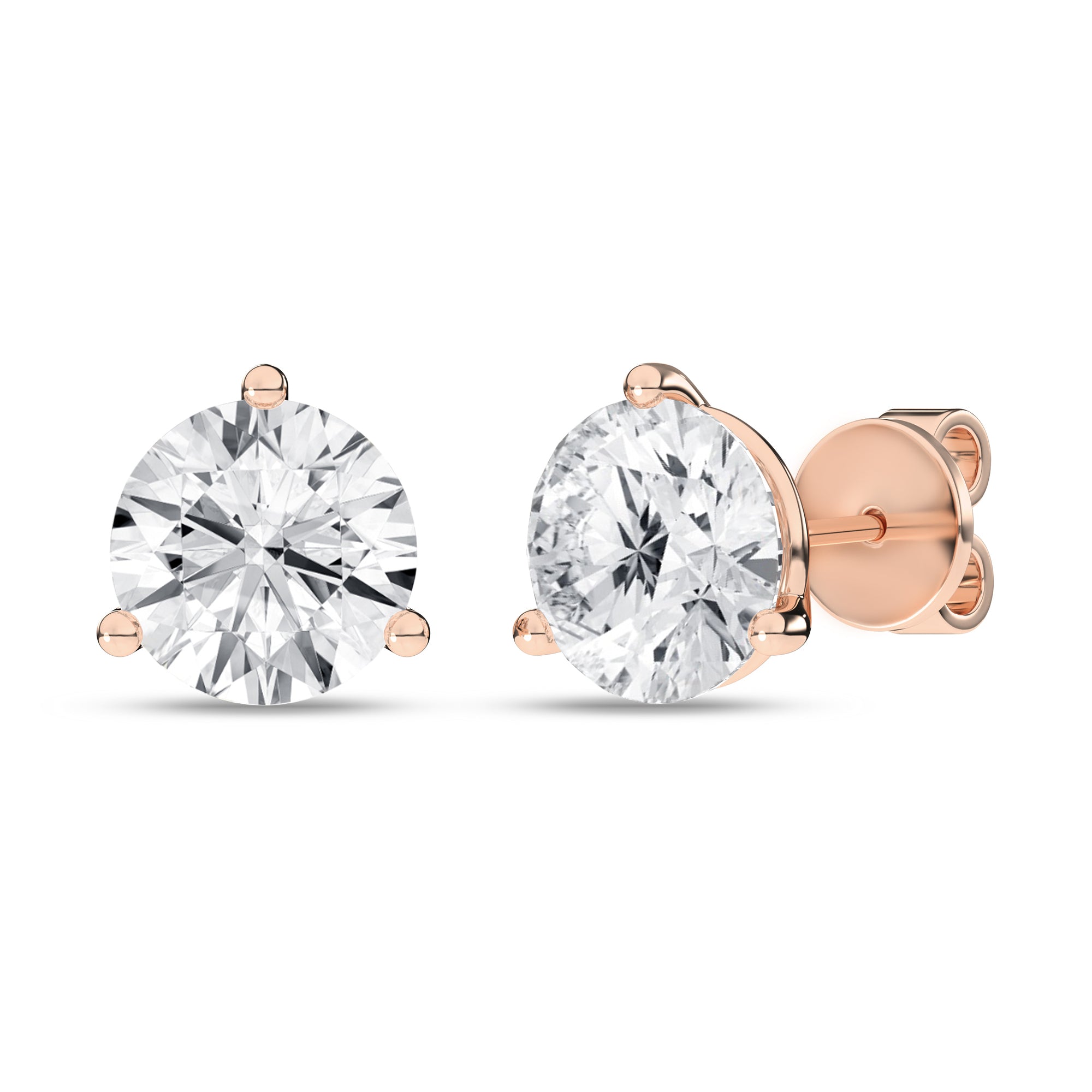 3 - Prong Martini Solitaire Stud Earrings (Round) - Oz's Jewelers by The Hickory Jewelry Company