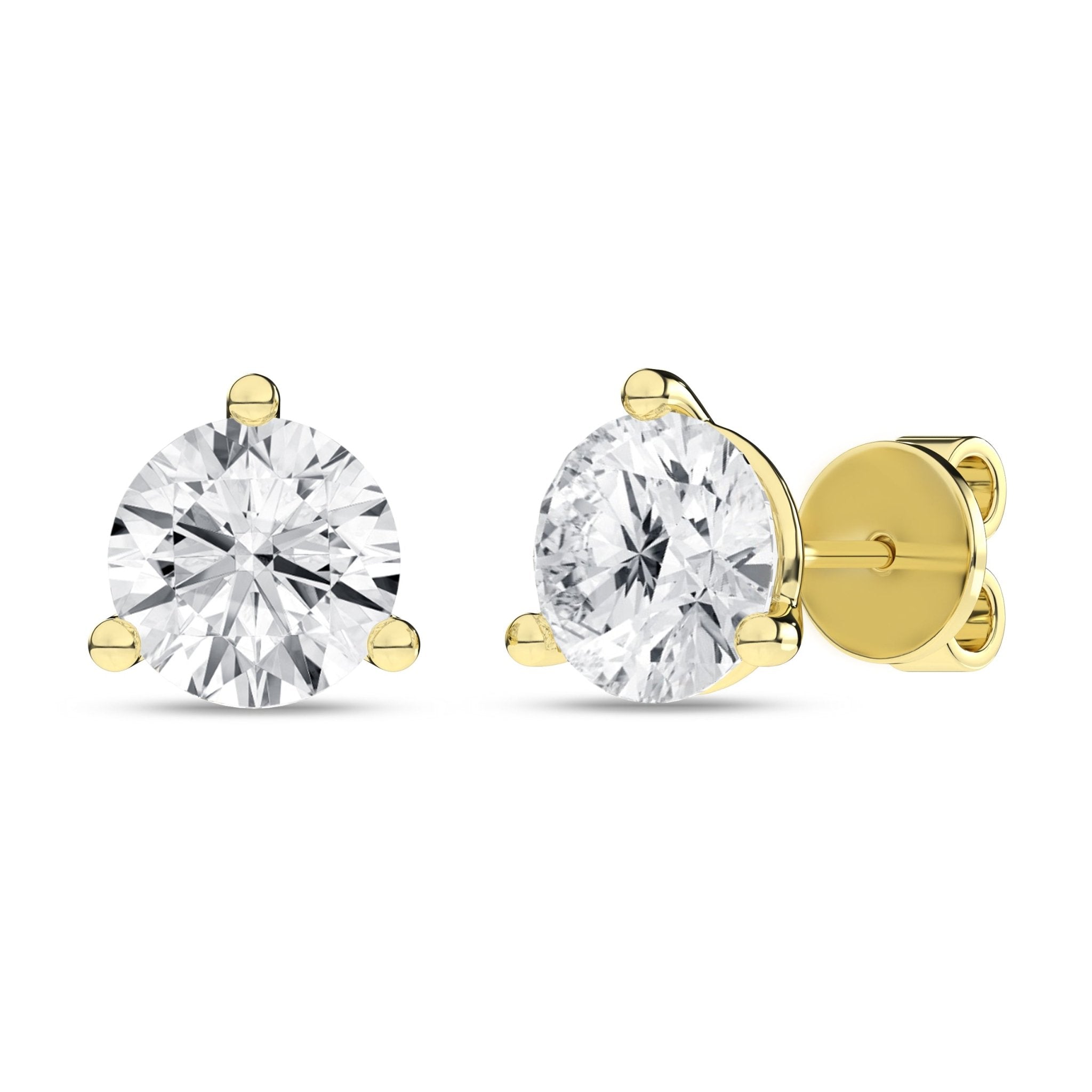 3 - Prong Martini Solitaire Stud Earrings (Round) - Oz's Jewelers by The Hickory Jewelry Company