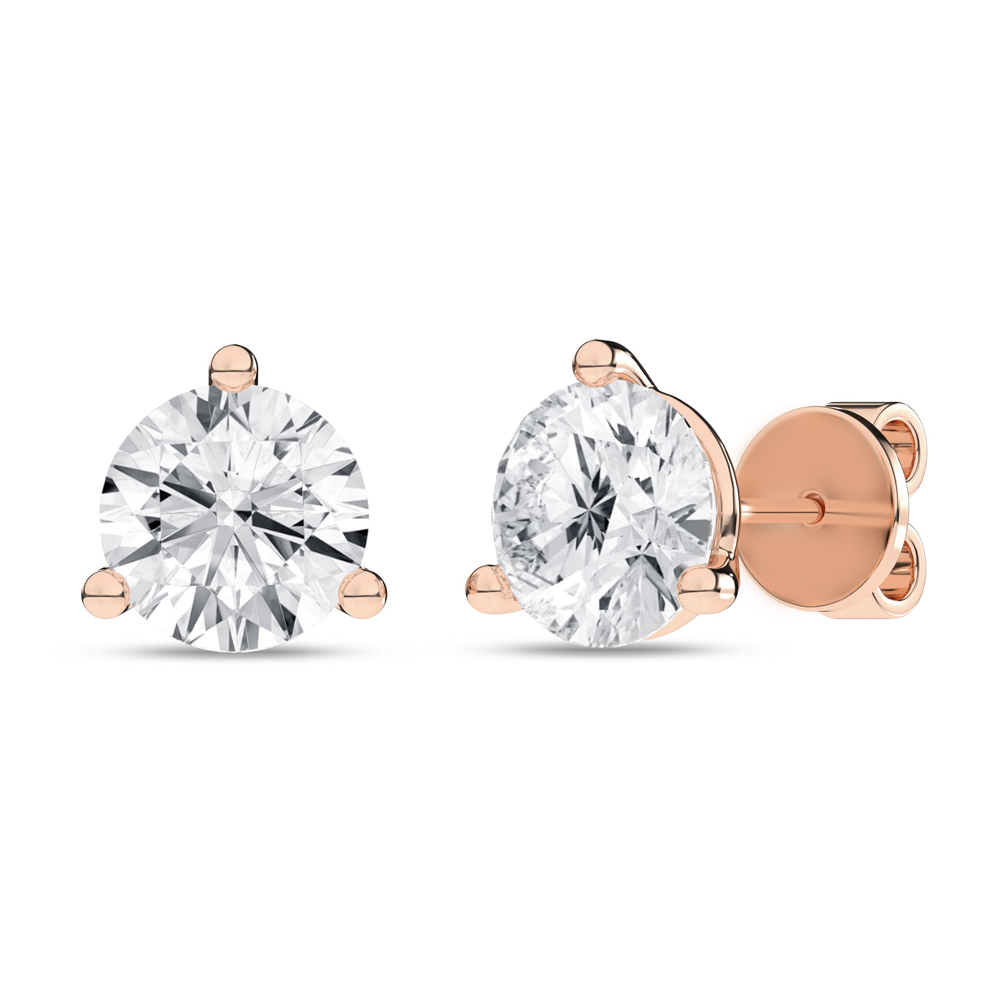 3 - Prong Martini Solitaire Stud Earrings (Round) - Oz's Jewelers by The Hickory Jewelry Company