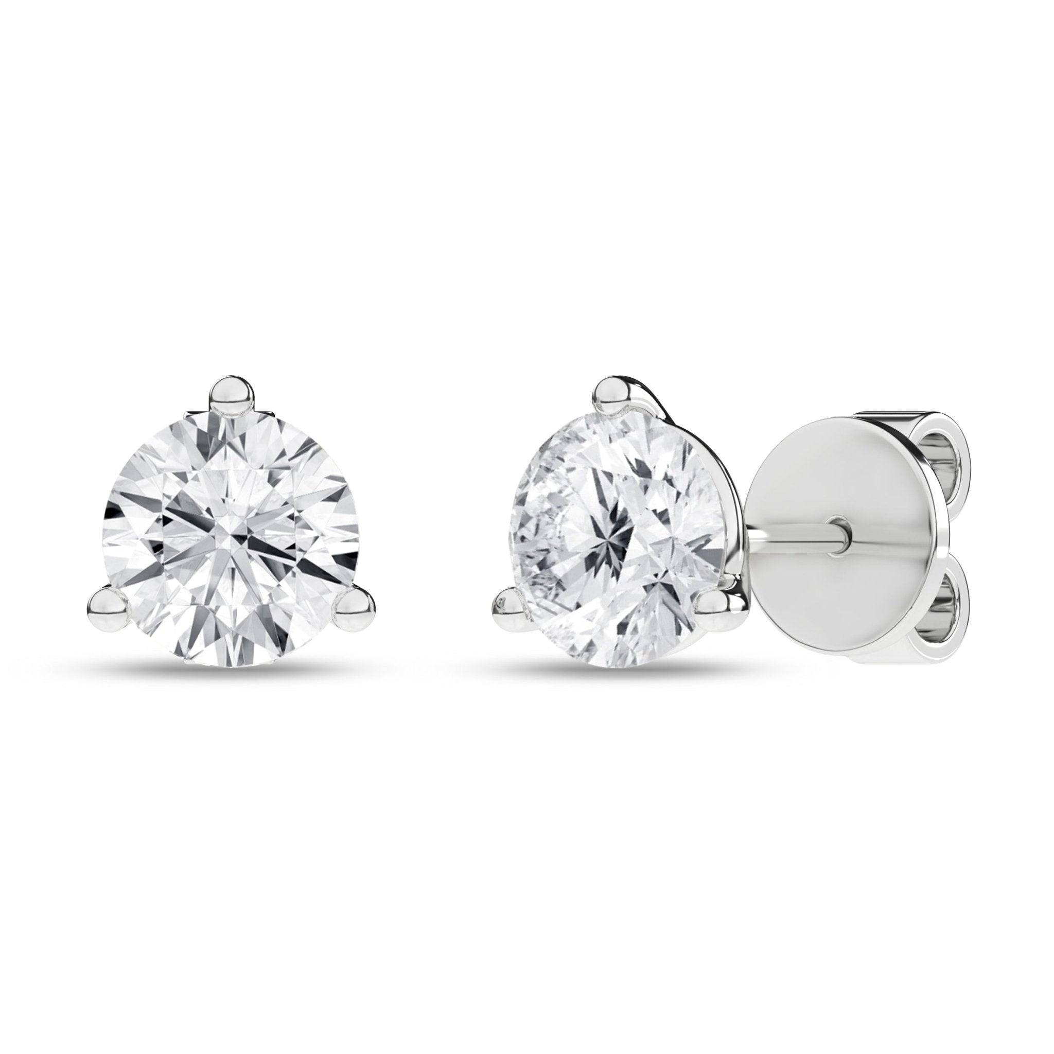 3 - Prong Martini Solitaire Stud Earrings (Round) - Oz's Jewelers by The Hickory Jewelry Company