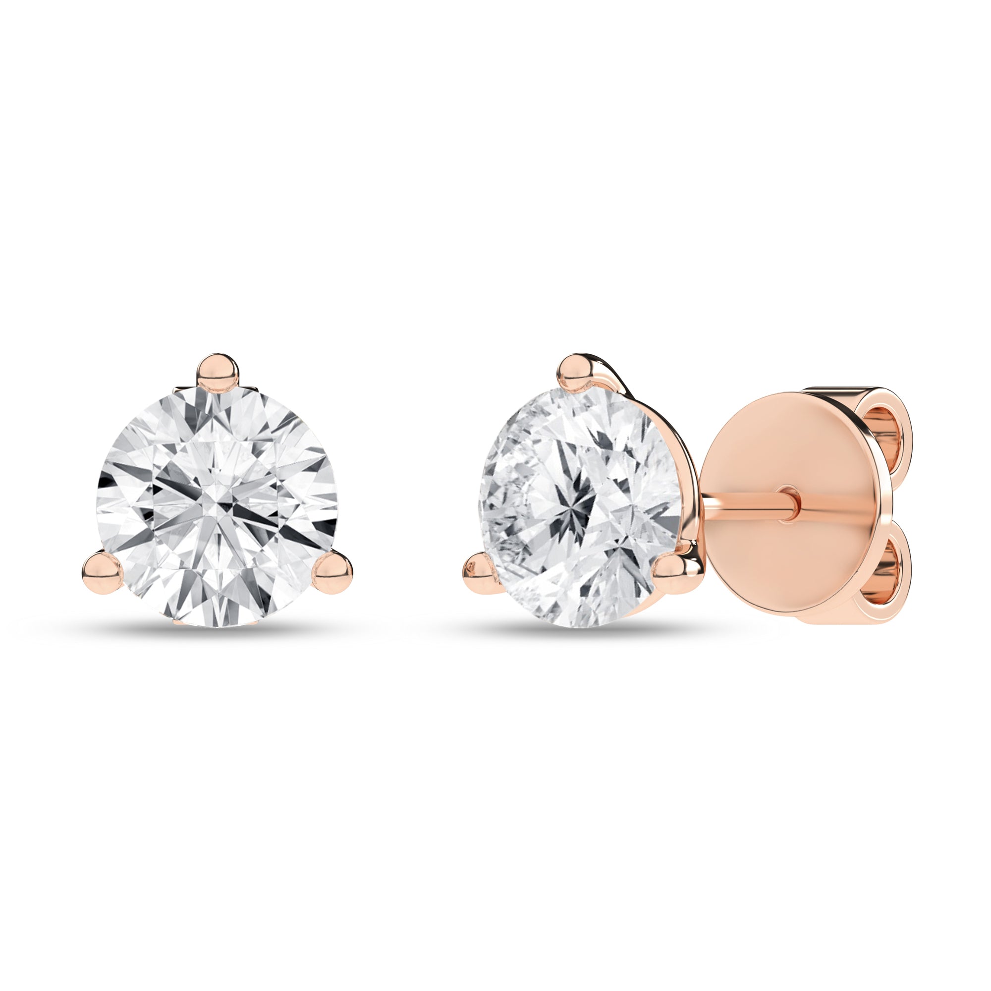 3 - Prong Martini Solitaire Stud Earrings (Round) - Oz's Jewelers by The Hickory Jewelry Company