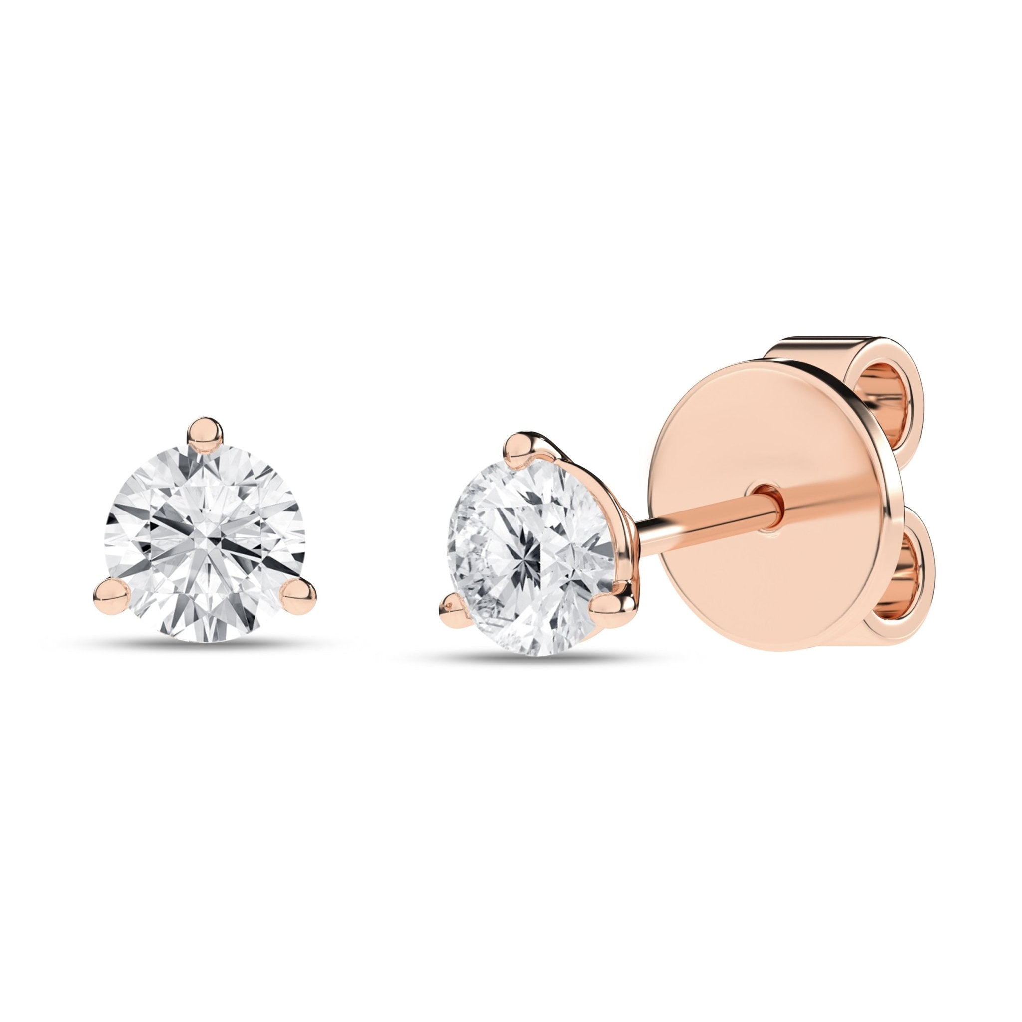 3 - Prong Martini Solitaire Stud Earrings (Round) - Oz's Jewelers by The Hickory Jewelry Company