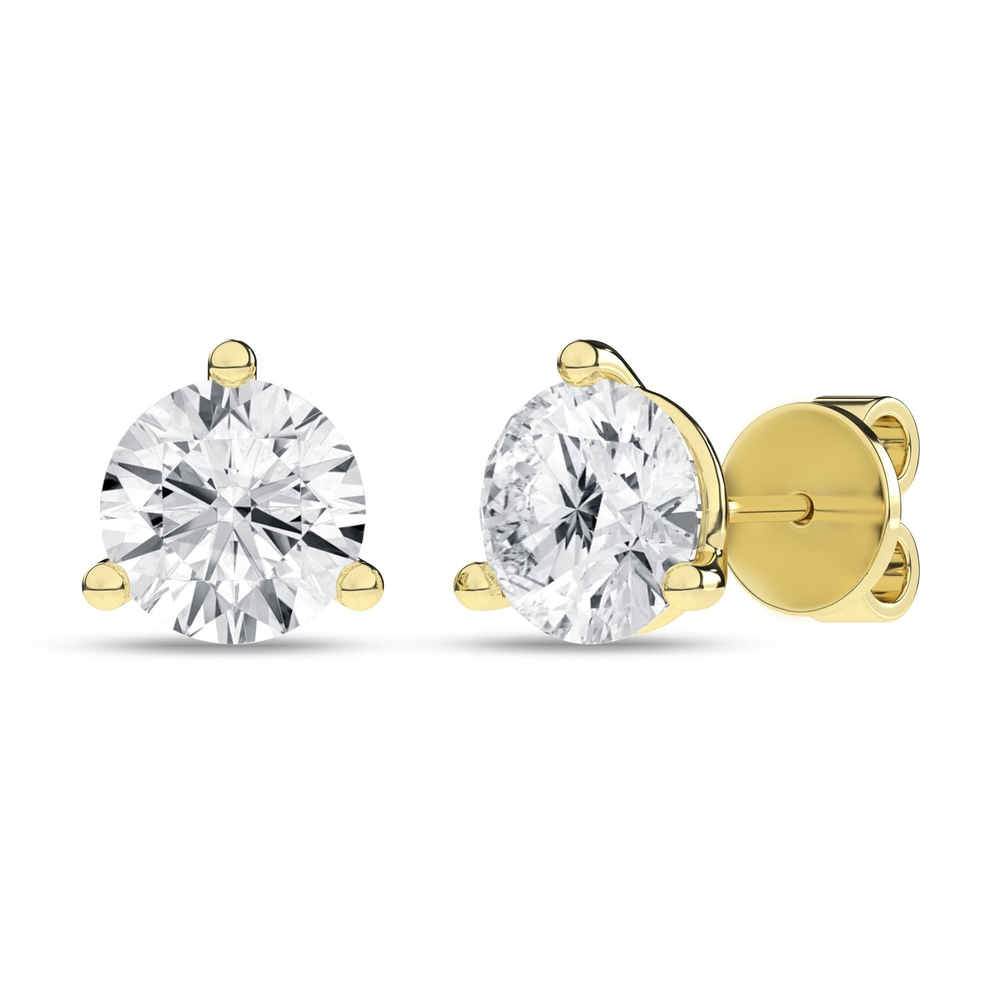 3 - Prong Martini Solitaire Stud Earrings (Round) - Oz's Jewelers by The Hickory Jewelry Company