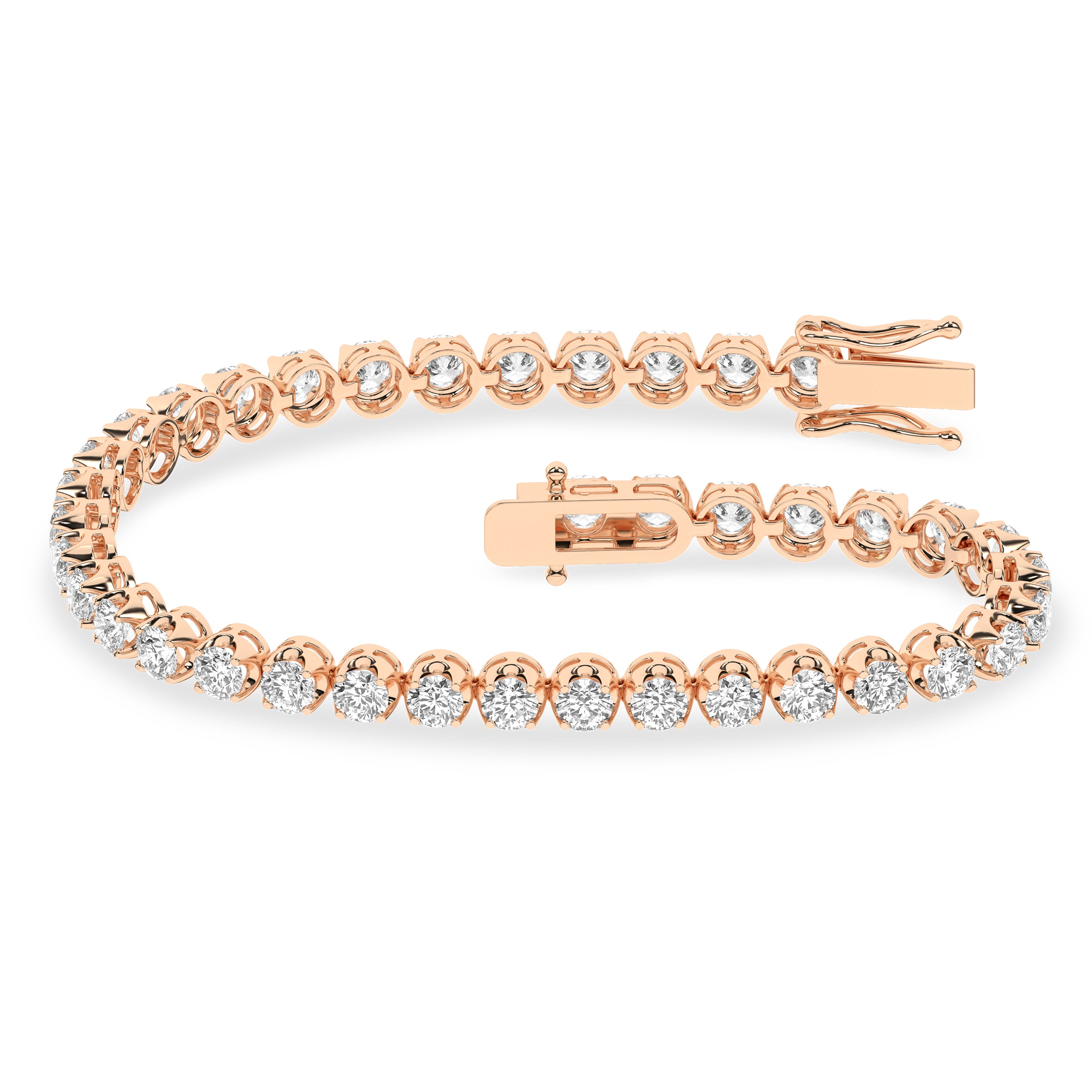 Crown Prong-Tennis Bracelet (Round)