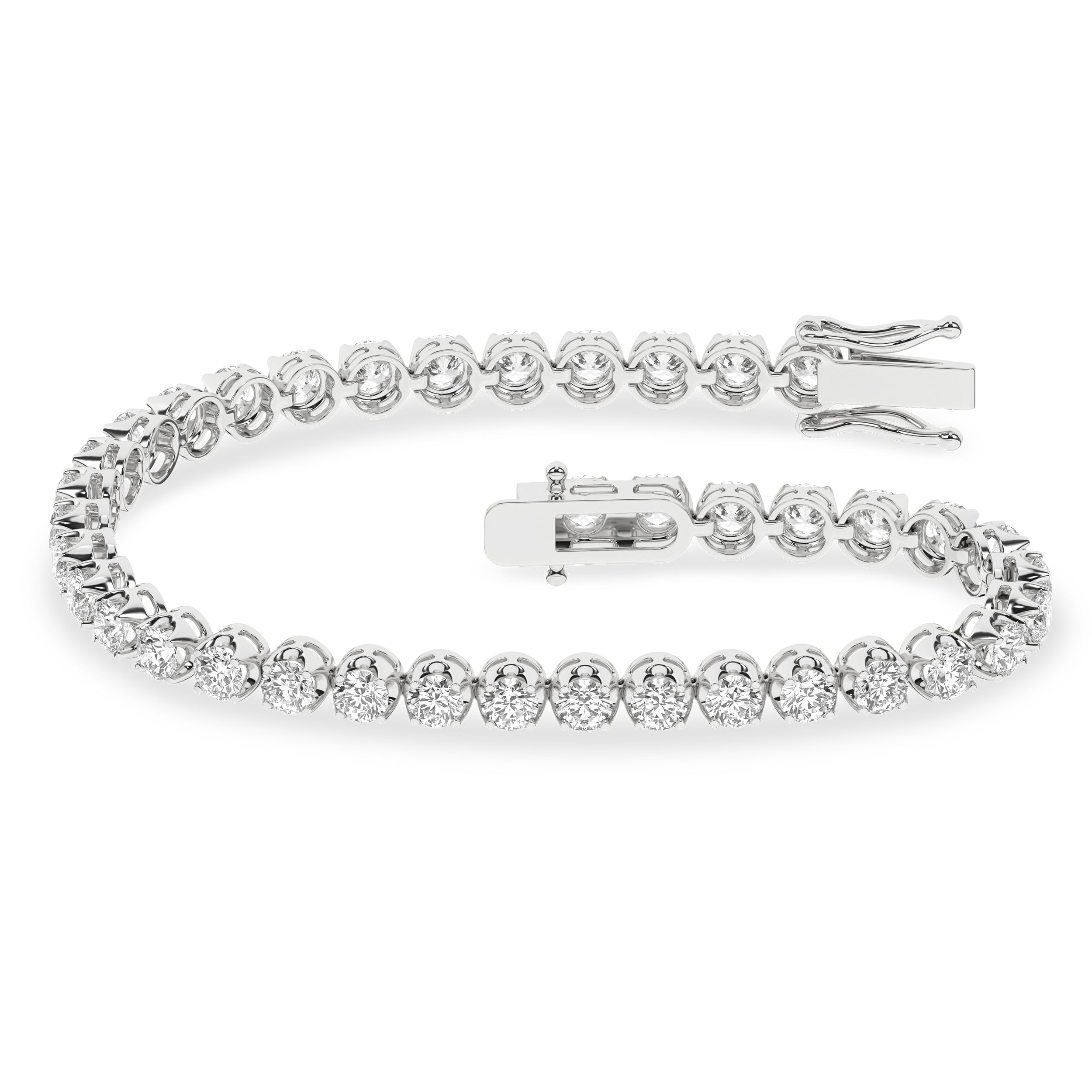 Crown Prong-Tennis Bracelet (Round)