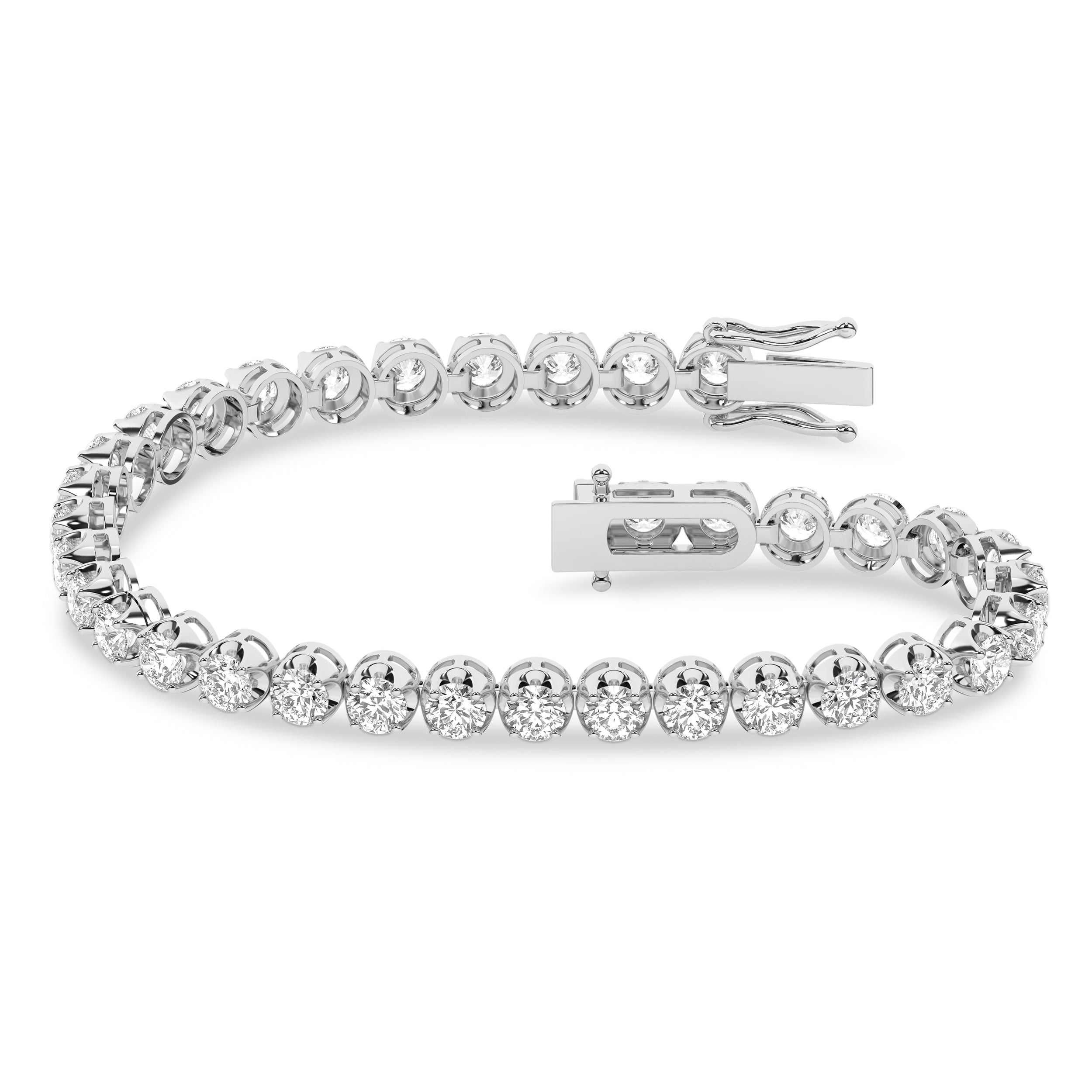 Crown Prong-Tennis Bracelet (Round)