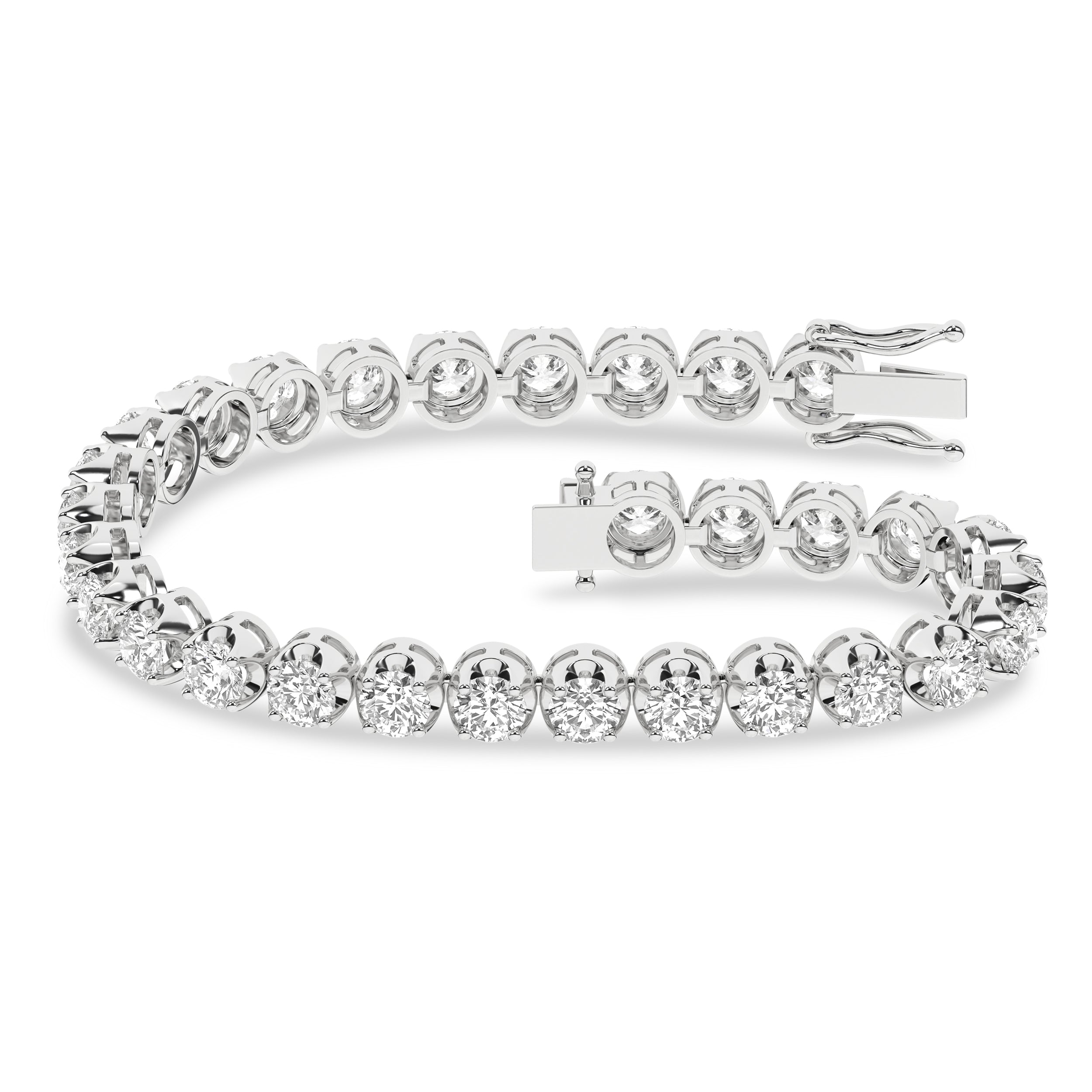 Crown Prong-Tennis Bracelet (Round)