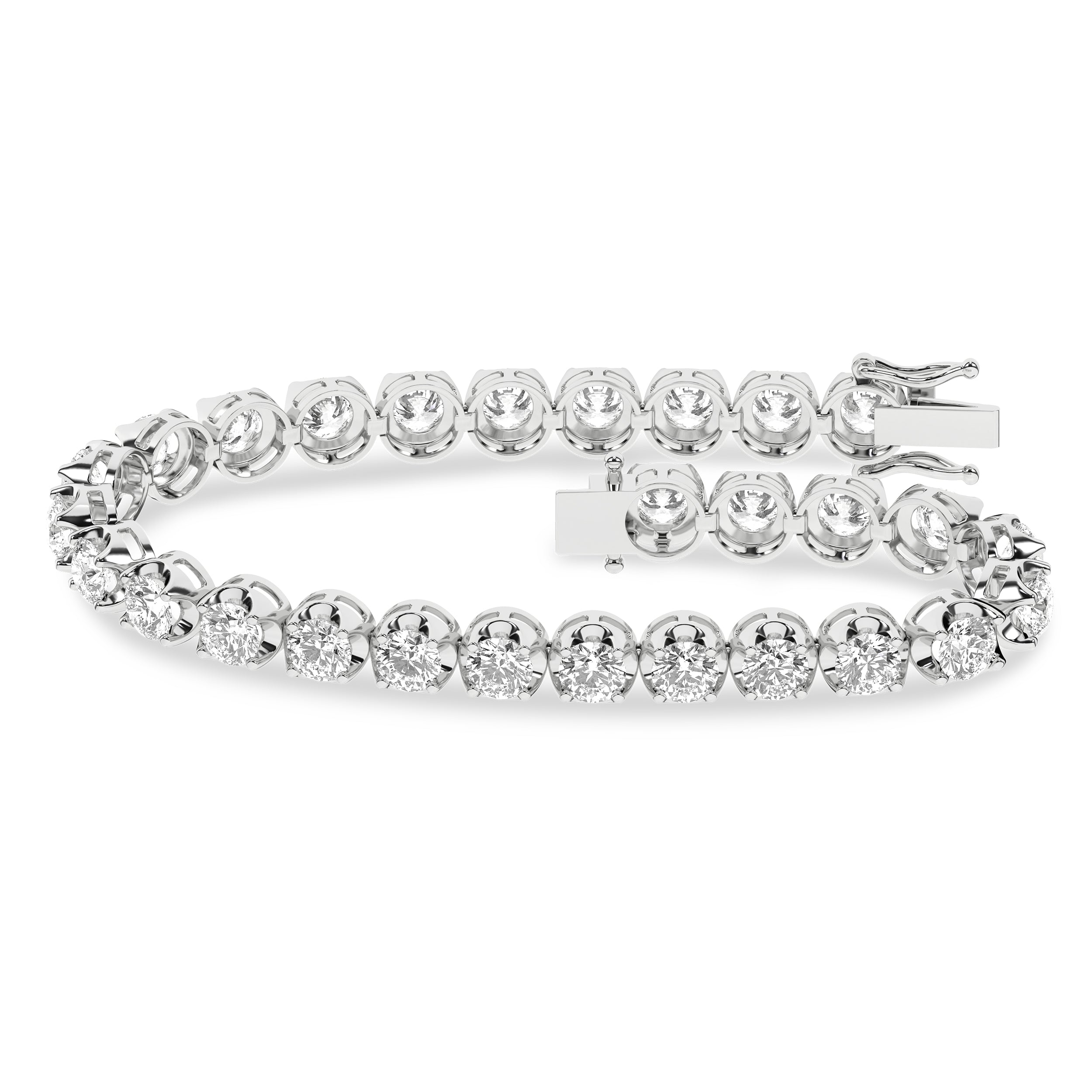 Crown Prong-Tennis Bracelet (Round)