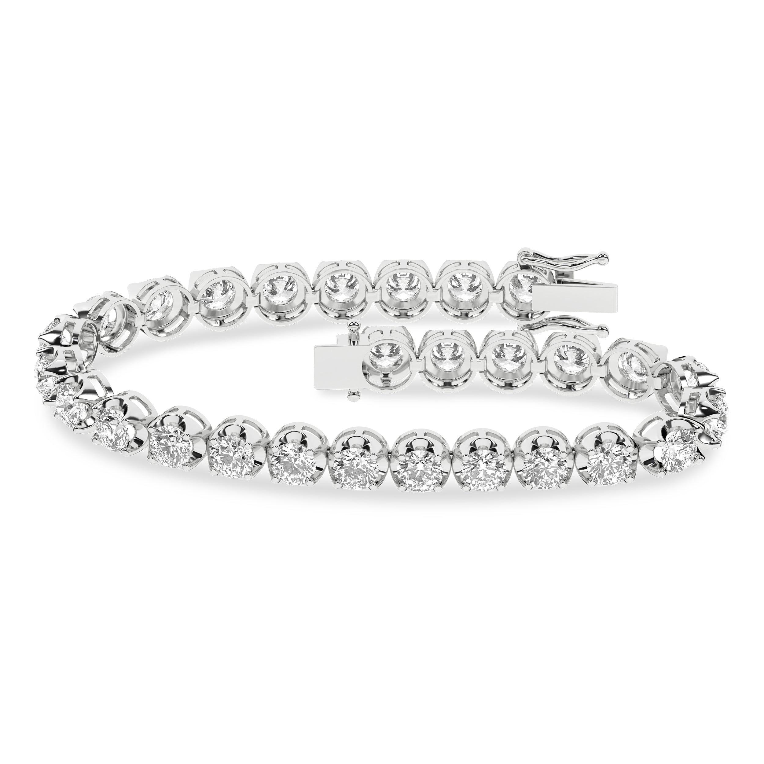 Crown Prong-Tennis Bracelet (Round)