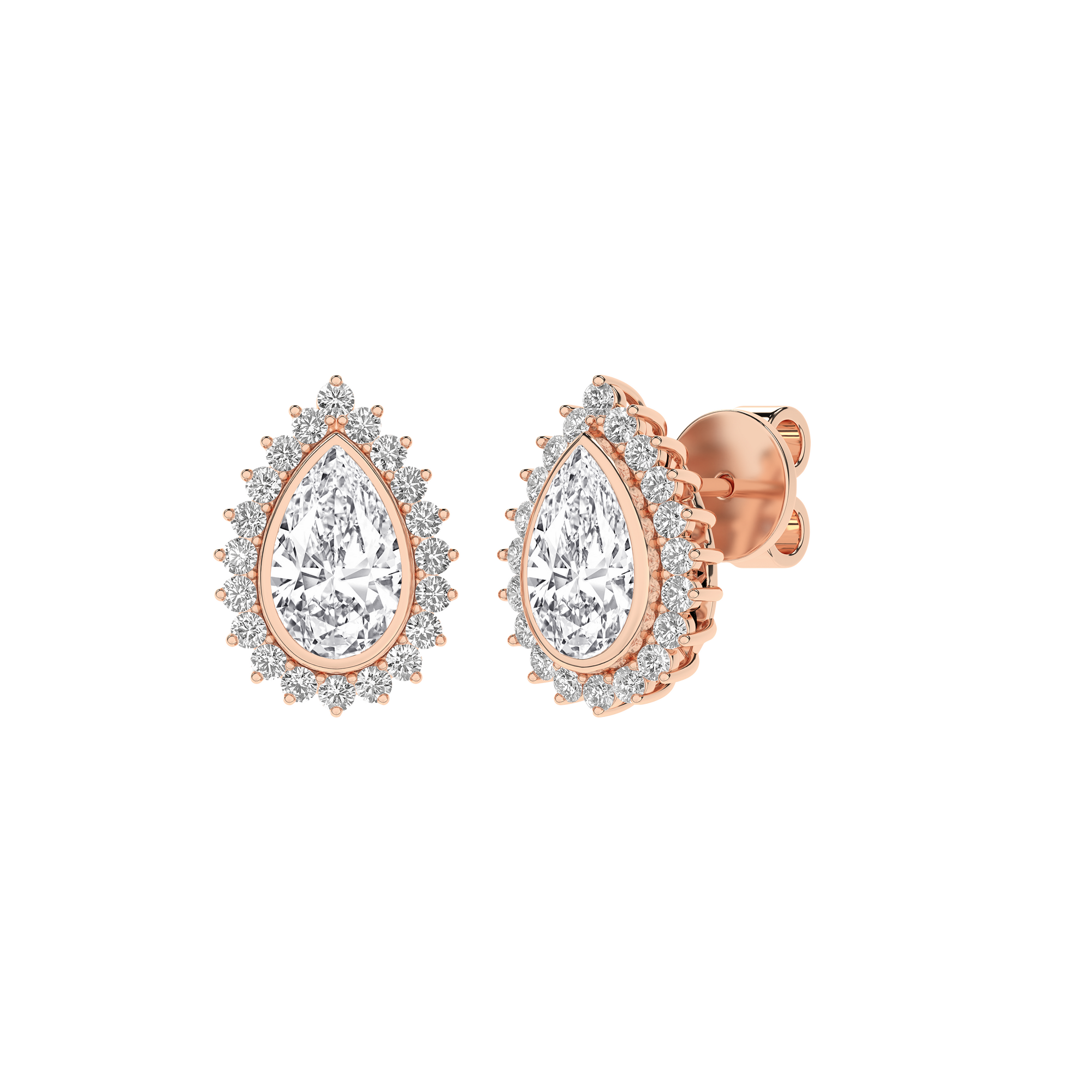 Bezel-Set Cluster Earrings (Pear)