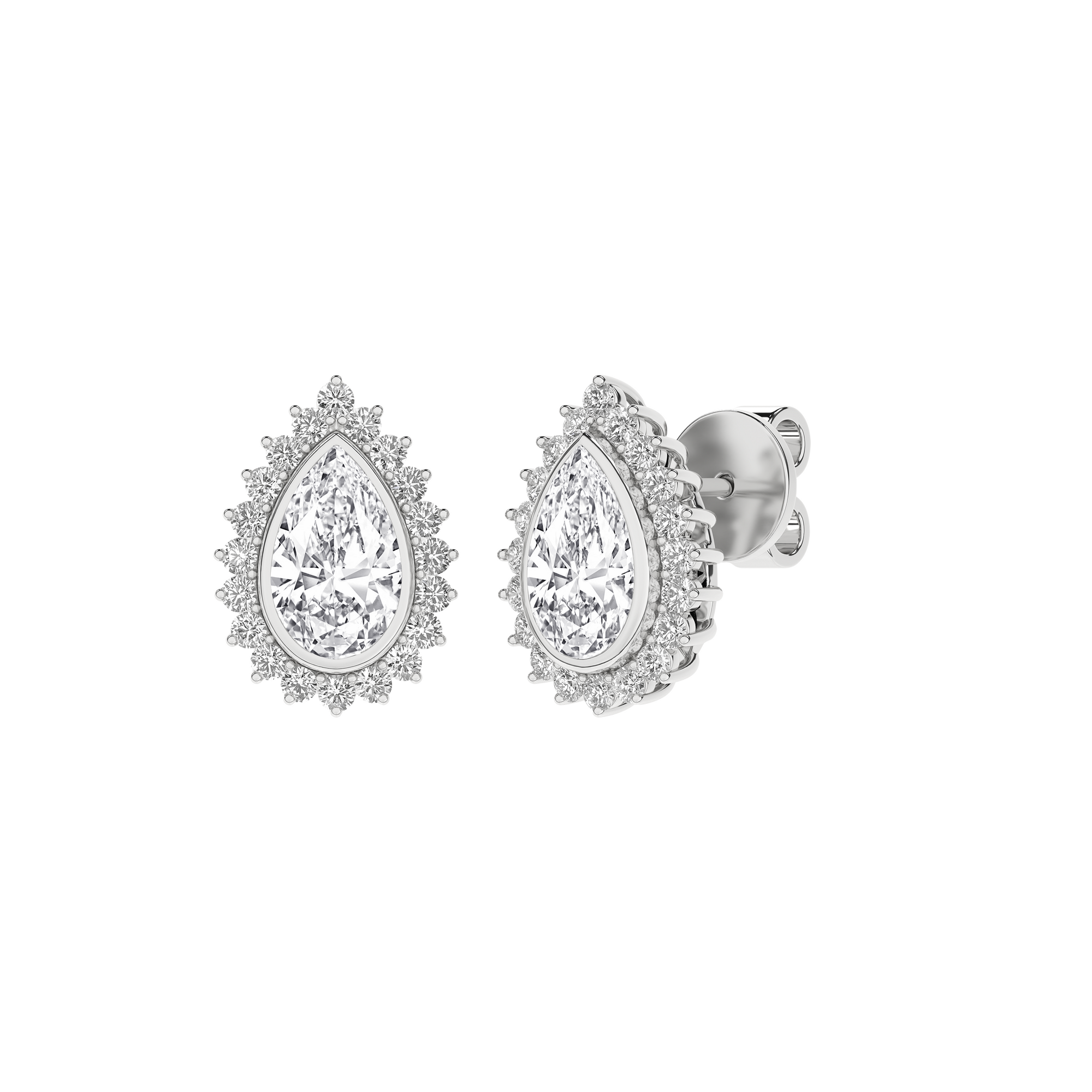 Bezel-Set Cluster Earrings (Pear)