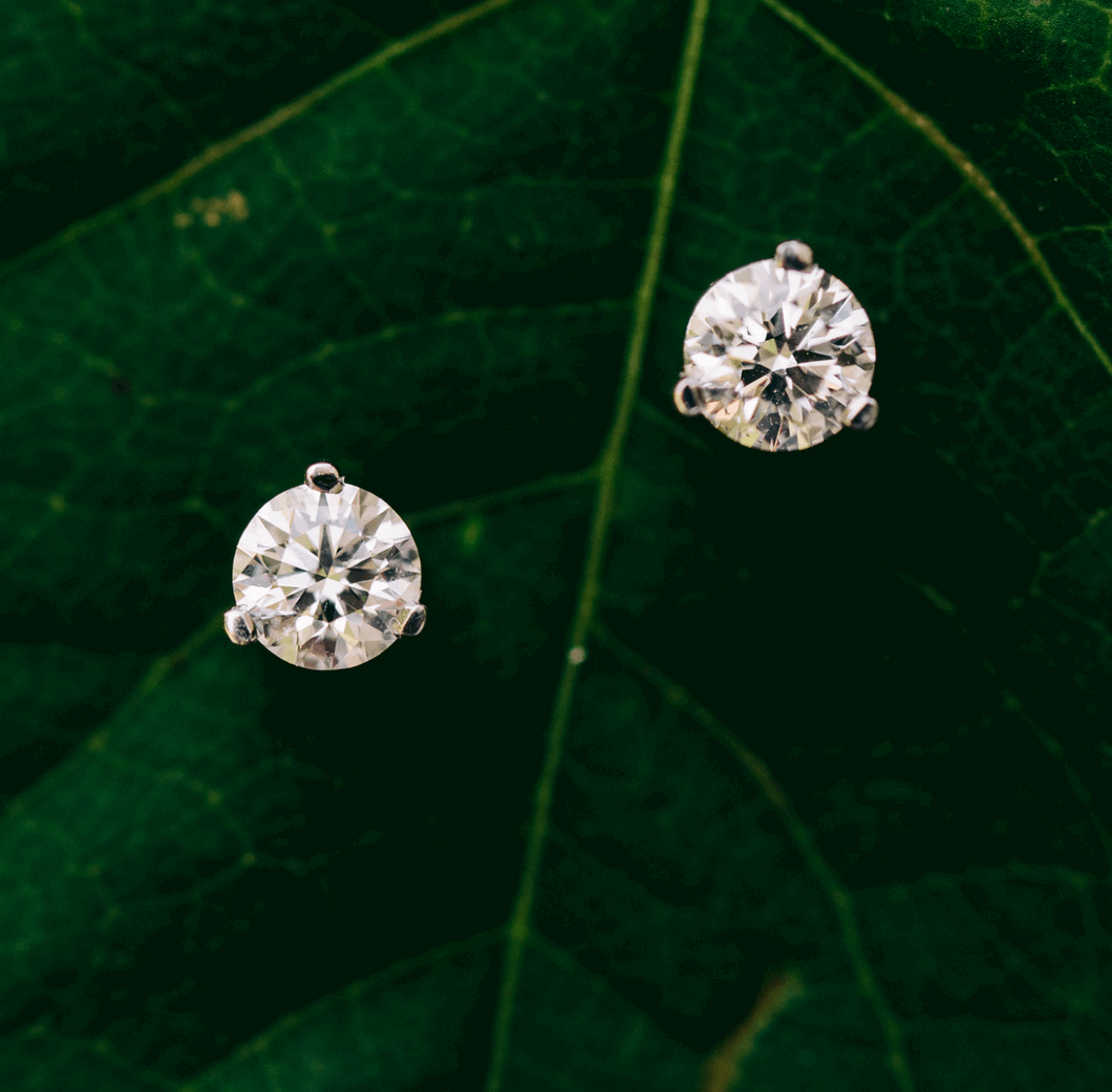 Three-Prong Natural Diamond Studs