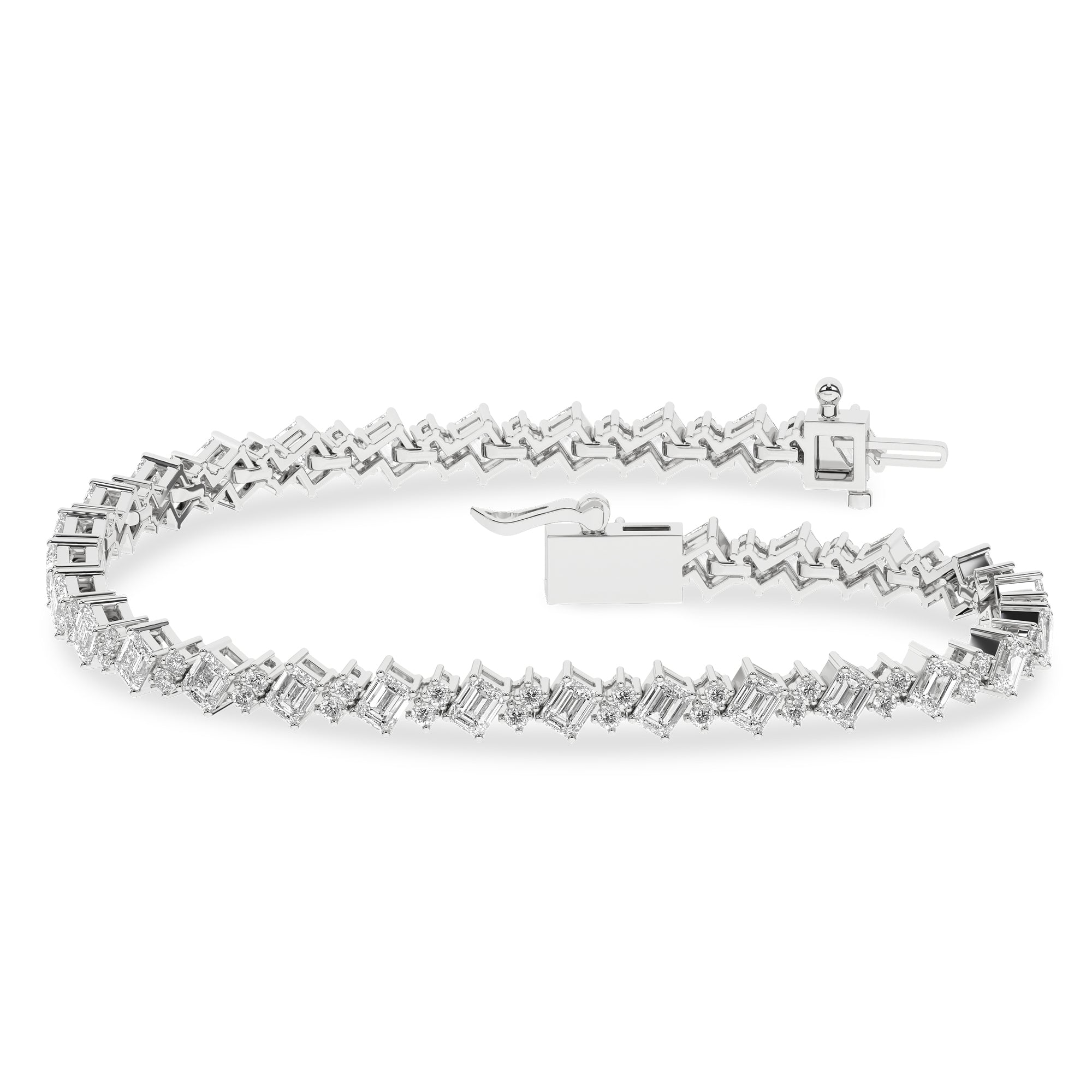 Angled Tennis Bracelet (Emerald/Round) - Oz's Jewelers by The Hickory Jewelry Company