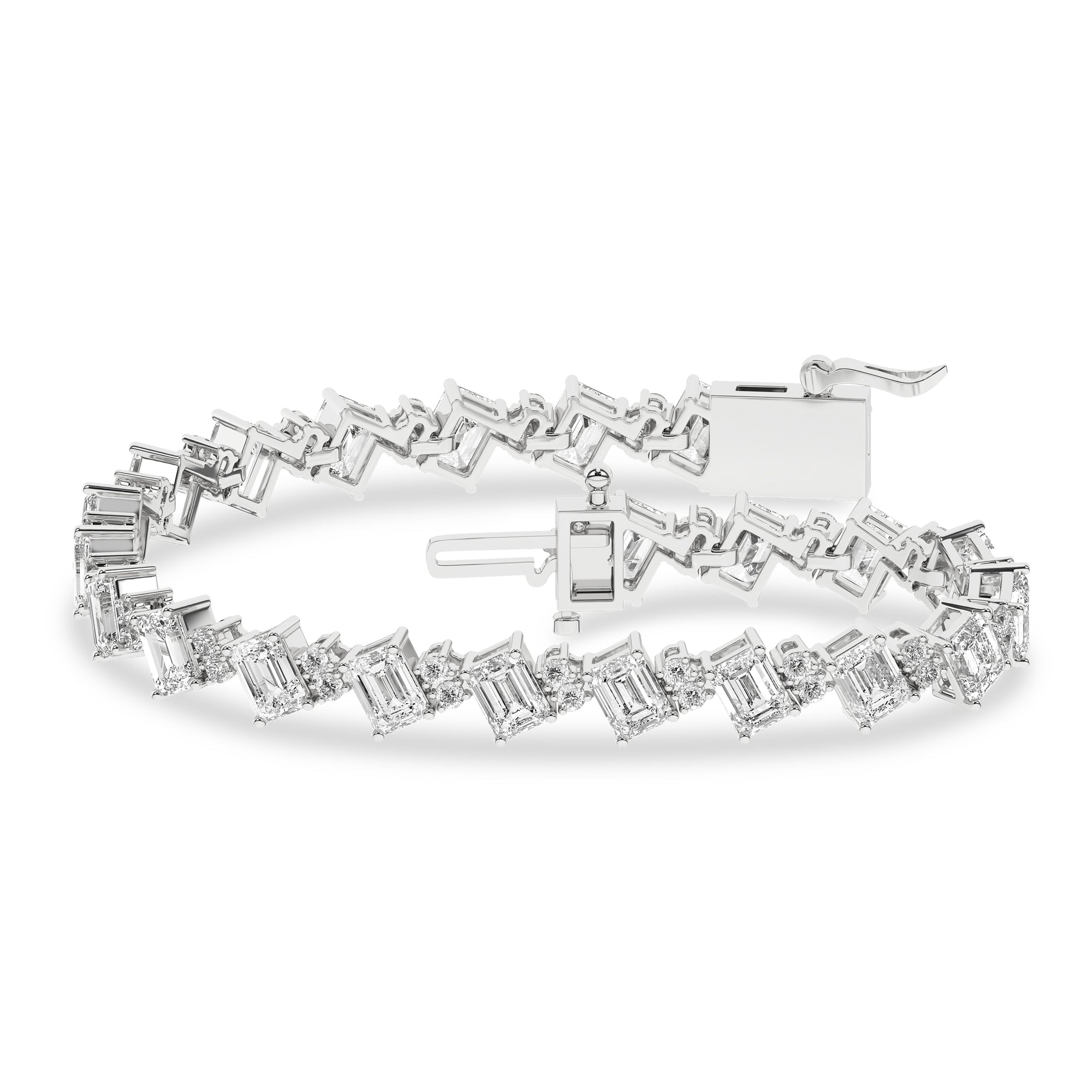 Angled Tennis Bracelet (Emerald/Round) - Oz's Jewelers by The Hickory Jewelry Company