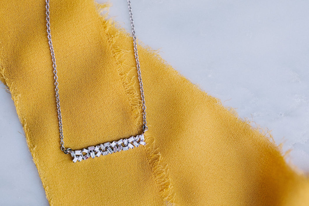 Baguette Diamond Bar Necklace - Oz's Jewelers