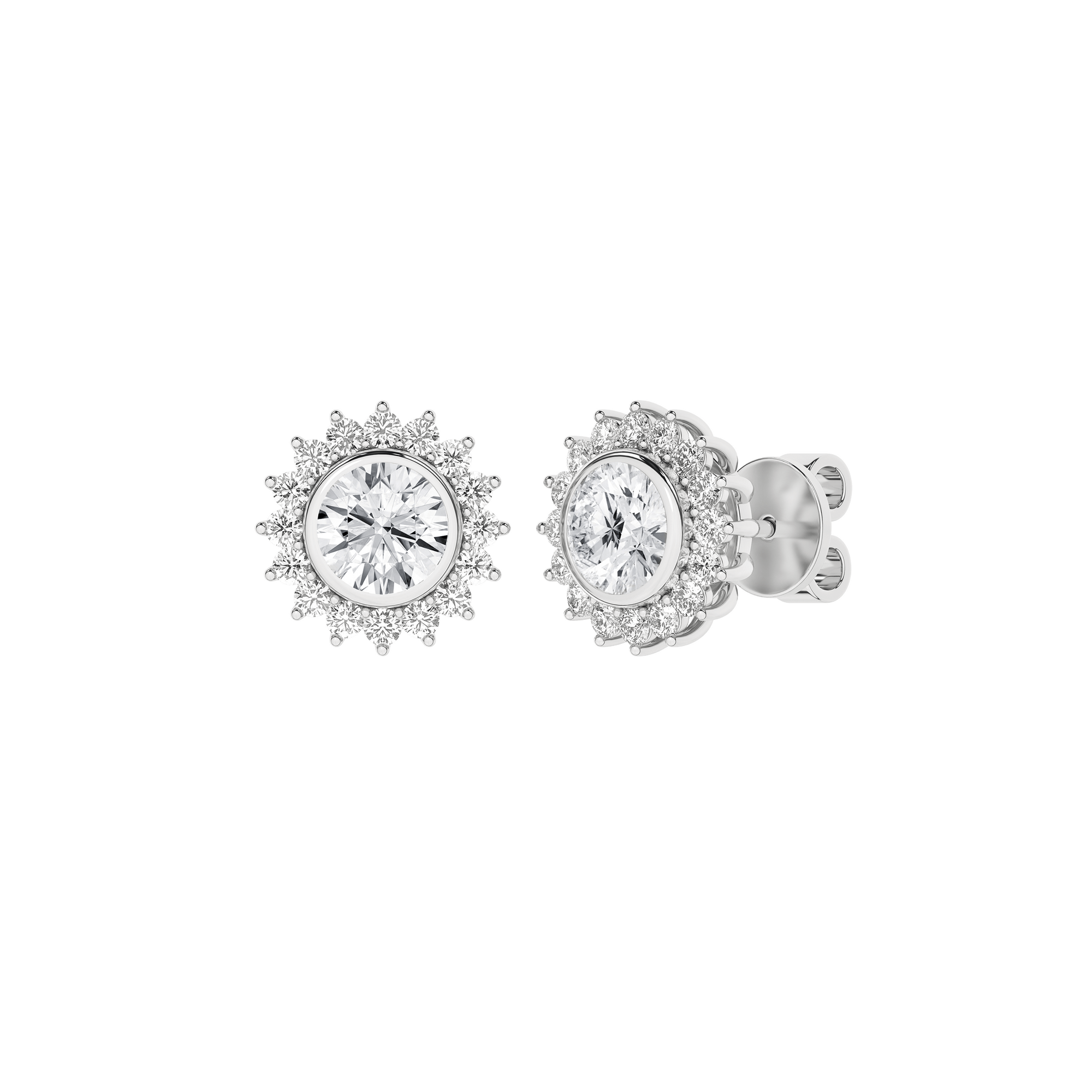 Bezel - Set Cluster Earrings (Round) - Oz's Jewelers by The Hickory Jewelry Company