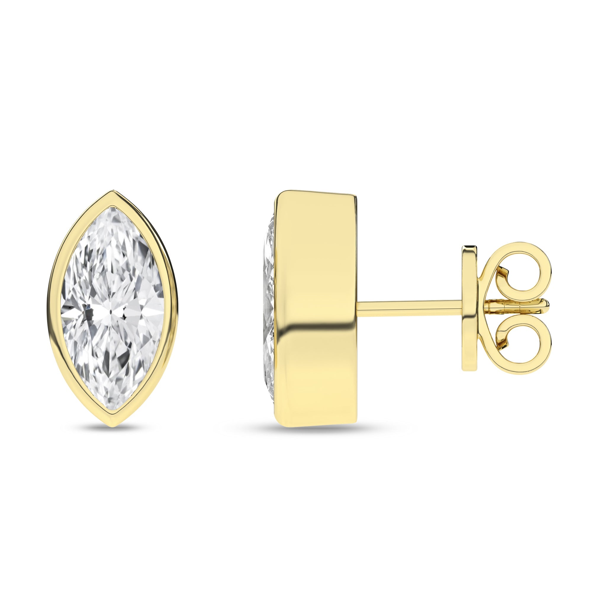 Bezel - Set Solitaire Stud Earrings (Marquise) - Oz's Jewelers by The Hickory Jewelry Company