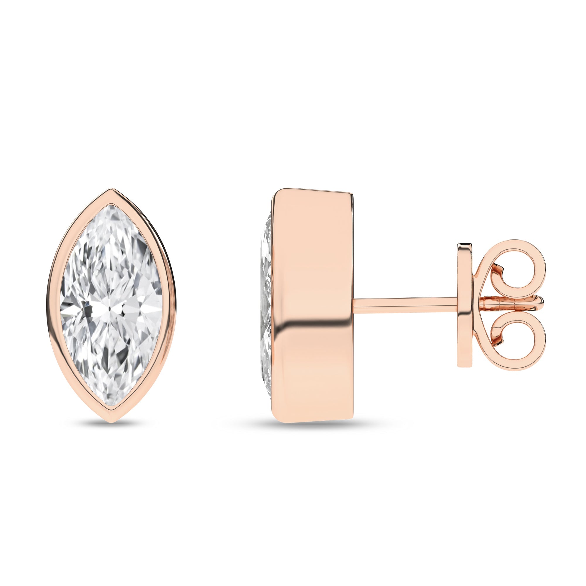 Bezel - Set Solitaire Stud Earrings (Marquise) - Oz's Jewelers by The Hickory Jewelry Company