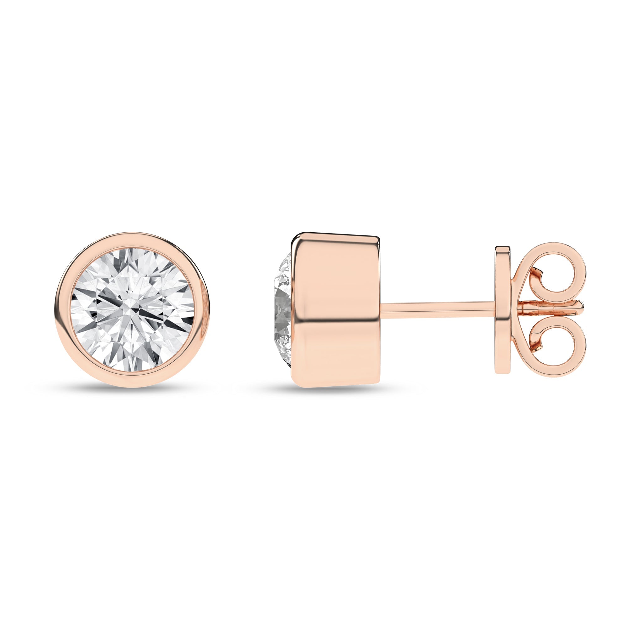 Bezel - Set Solitaire Stud Earrings (Round) - Oz's Jewelers by The Hickory Jewelry Company