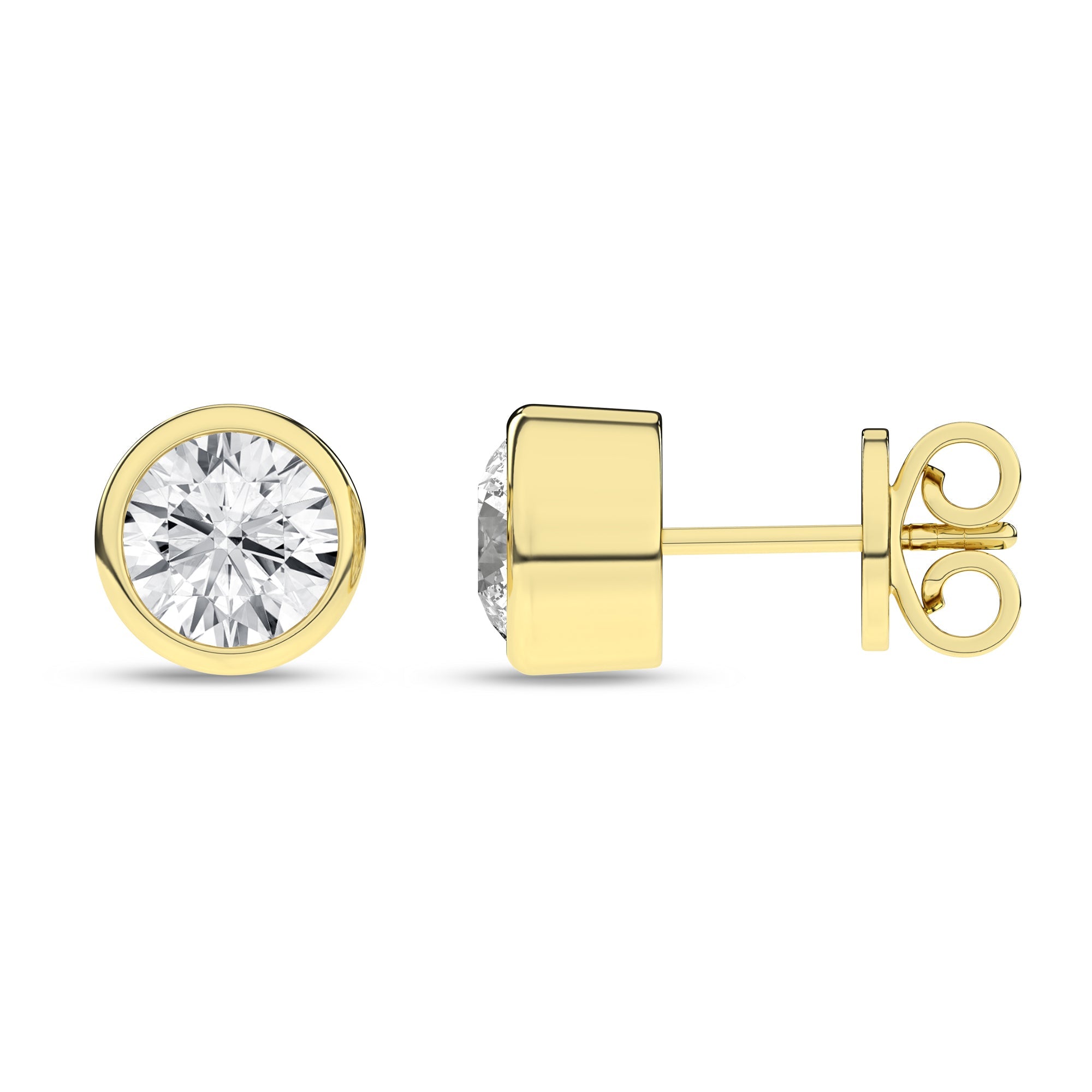 Bezel - Set Solitaire Stud Earrings (Round) - Oz's Jewelers by The Hickory Jewelry Company