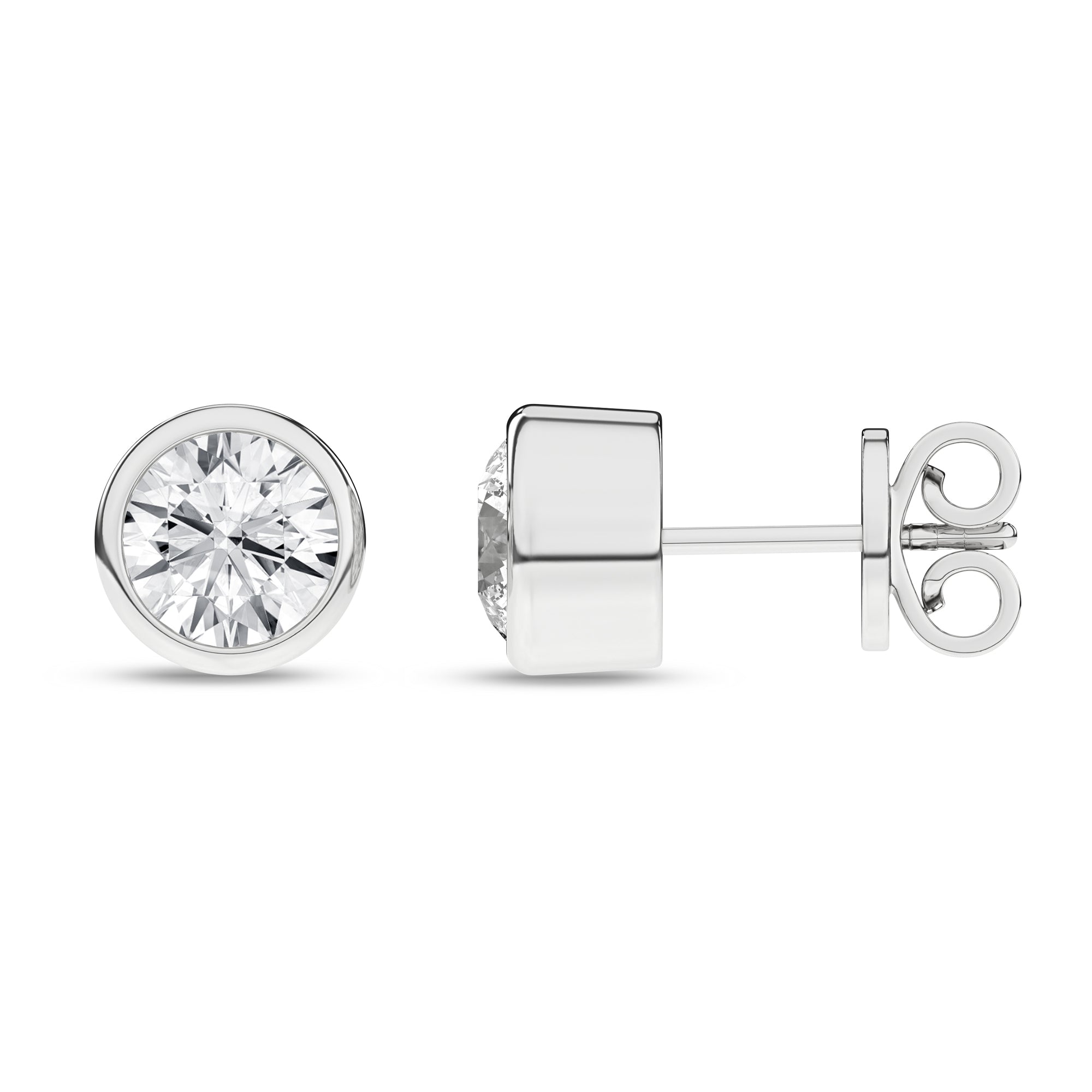 Bezel - Set Solitaire Stud Earrings (Round) - Oz's Jewelers by The Hickory Jewelry Company