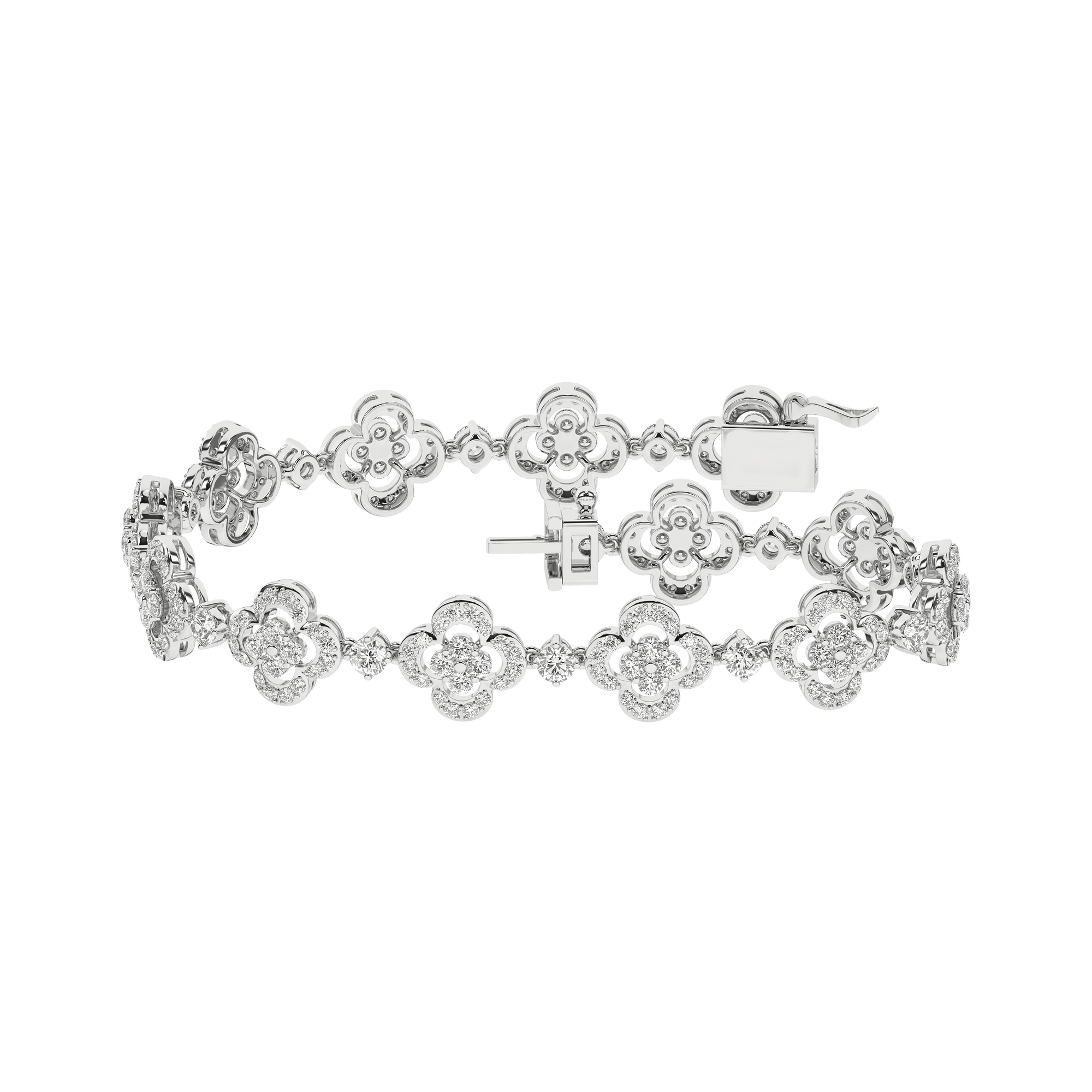 Diamond Clover Leaf Bracelet (Round) - Oz's Jewelers by The Hickory Jewelry Company