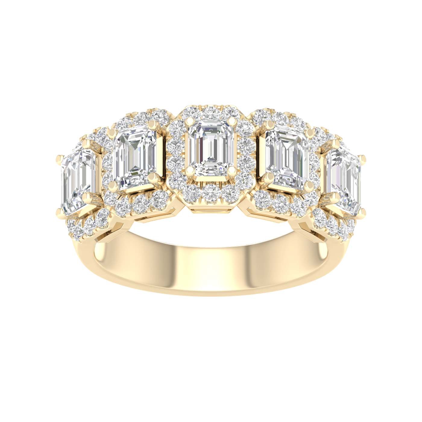 Elegant 5 - Stone Halo Ring (Emerald) - Oz's Jewelers by The Hickory Jewelry Company