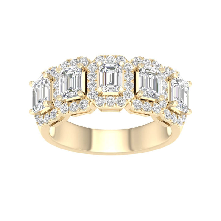 Elegant 5 - Stone Halo Ring (Emerald) - Oz's Jewelers by The Hickory Jewelry Company