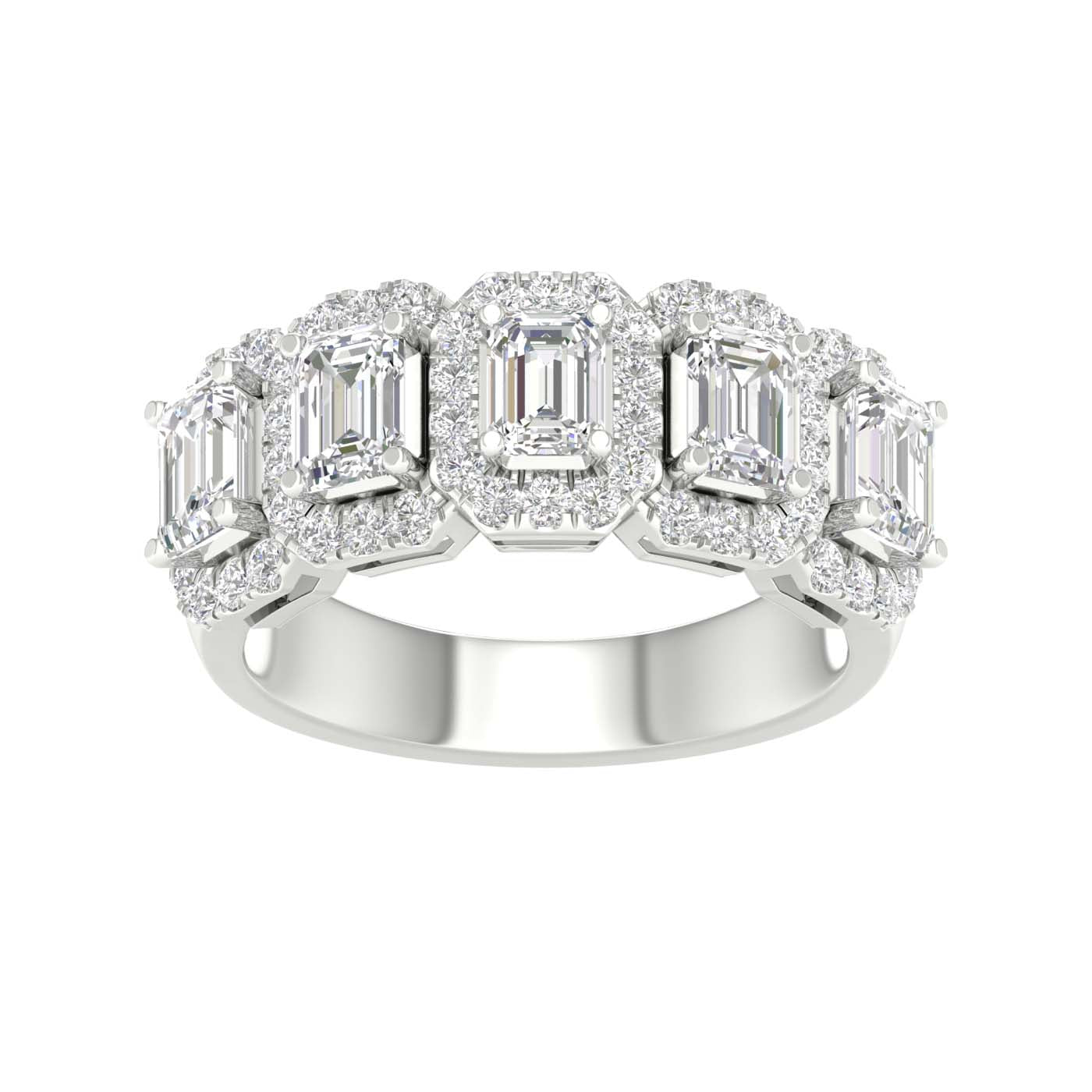 Elegant 5 - Stone Halo Ring (Emerald) - Oz's Jewelers by The Hickory Jewelry Company