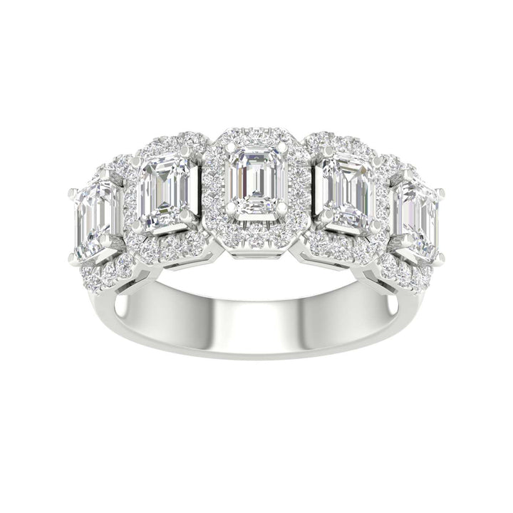 Elegant 5 - Stone Halo Ring (Emerald) - Oz's Jewelers by The Hickory Jewelry Company