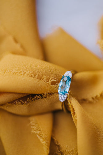 Elongated Cushion Blue Topaz Ring - Oz's Jewelers