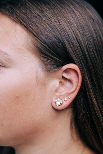 Golden Beryl Earrings in White Gold - Oz's Jewelers