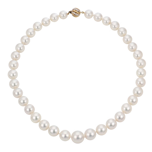 Graduated White South Sea Pearl Necklace 10mm to 13mm - Oz's Jewelers