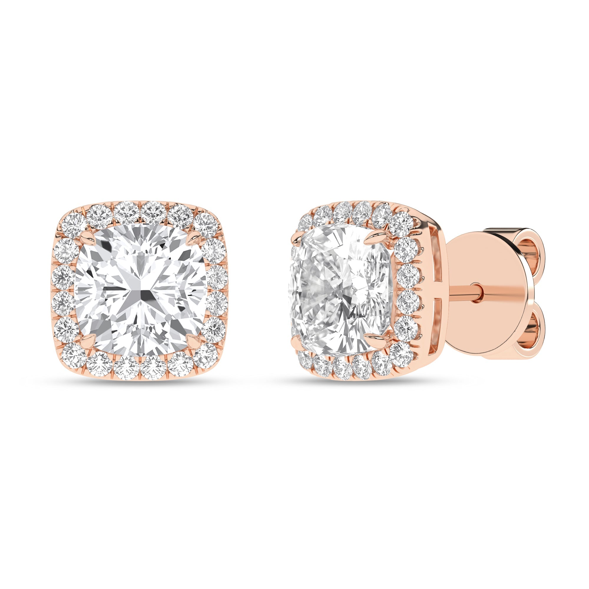 Halo Stud Earrings (Cushion) - Oz's Jewelers by The Hickory Jewelry Company