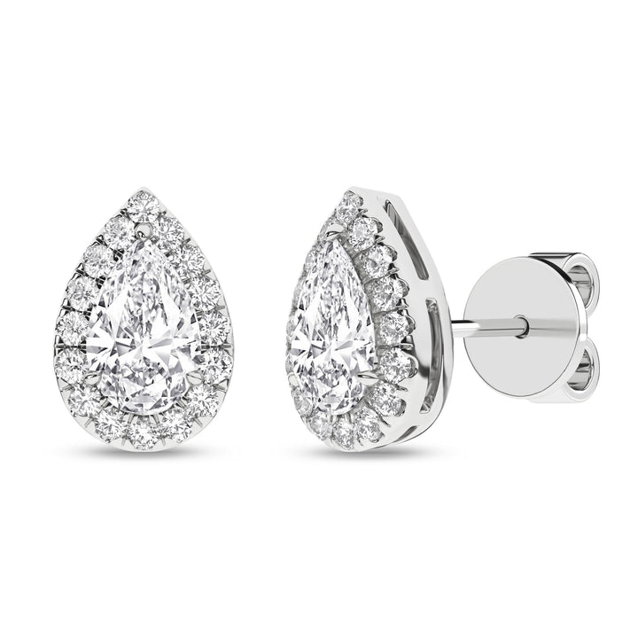 Halo Stud Earrings (Pear) - Oz's Jewelers by The Hickory Jewelry Company