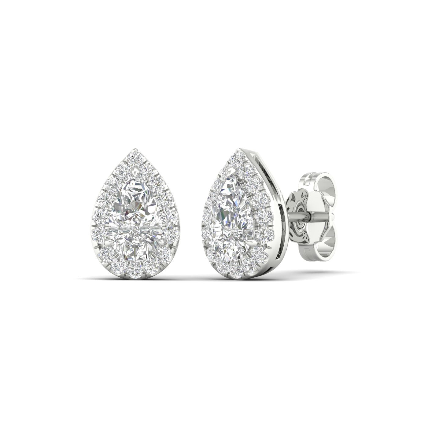 Halo Stud Earrings (Pear) - Oz's Jewelers by The Hickory Jewelry Company