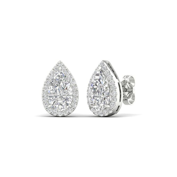 Halo Stud Earrings (Pear) - Oz's Jewelers by The Hickory Jewelry Company