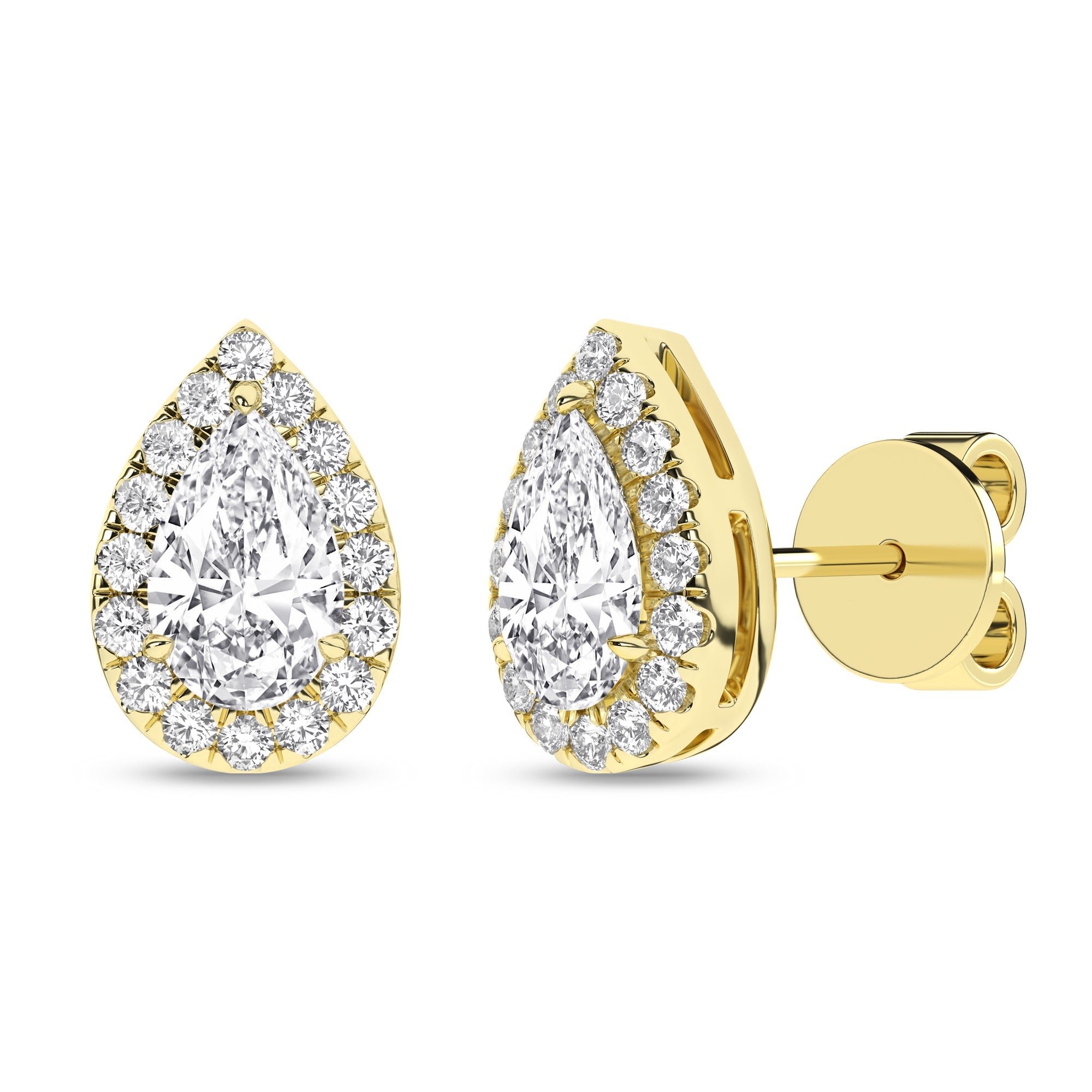 Halo Stud Earrings (Pear) - Oz's Jewelers by The Hickory Jewelry Company