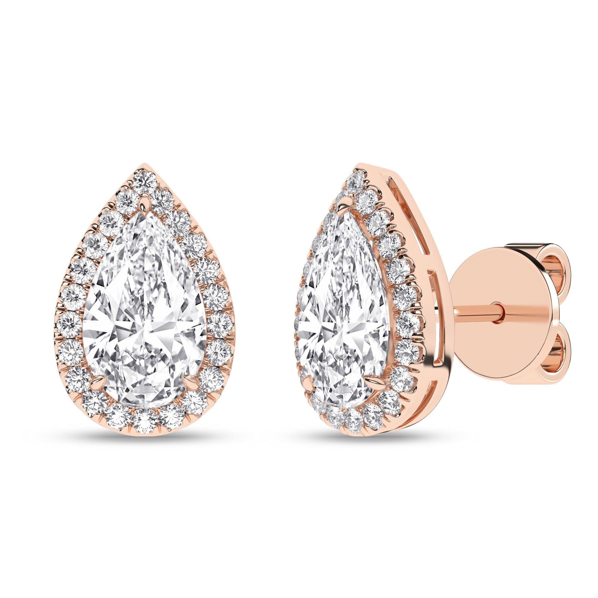 Halo Stud Earrings (Pear) - Oz's Jewelers by The Hickory Jewelry Company