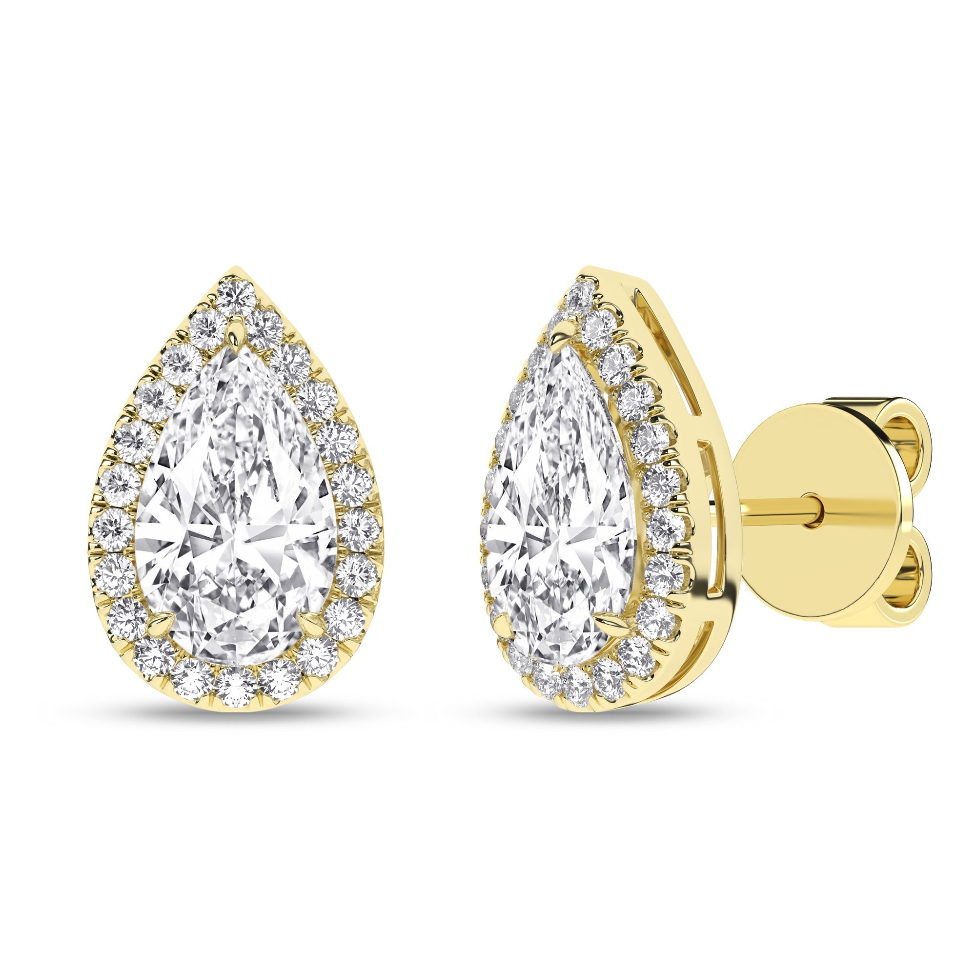 Halo Stud Earrings (Pear) - Oz's Jewelers by The Hickory Jewelry Company