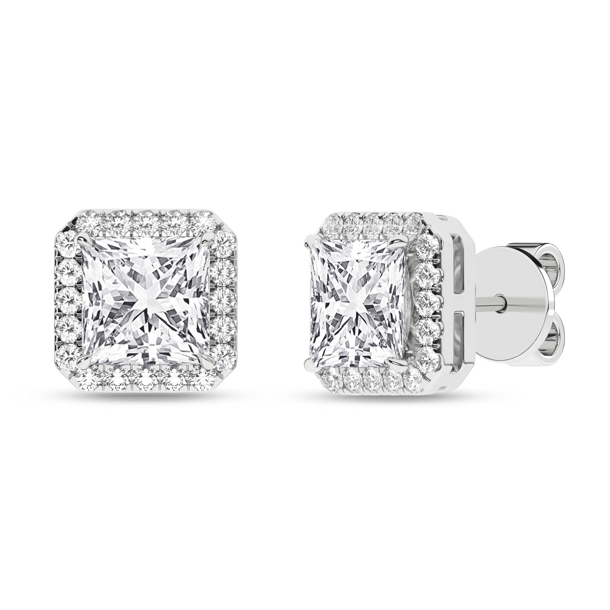 Halo Stud Earrings (Princess) - Oz's Jewelers by The Hickory Jewelry Company