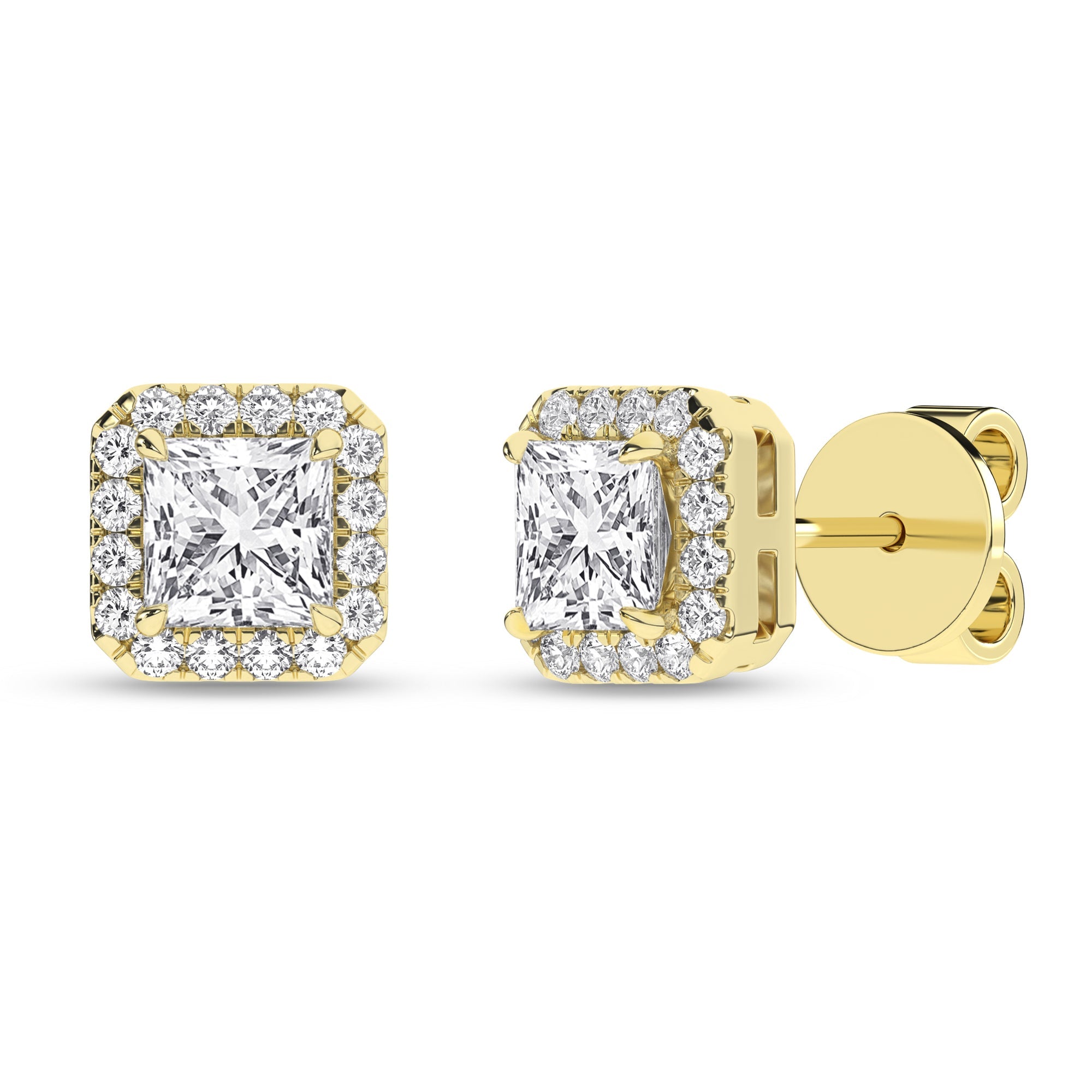 Halo Stud Earrings (Princess) - Oz's Jewelers by The Hickory Jewelry Company