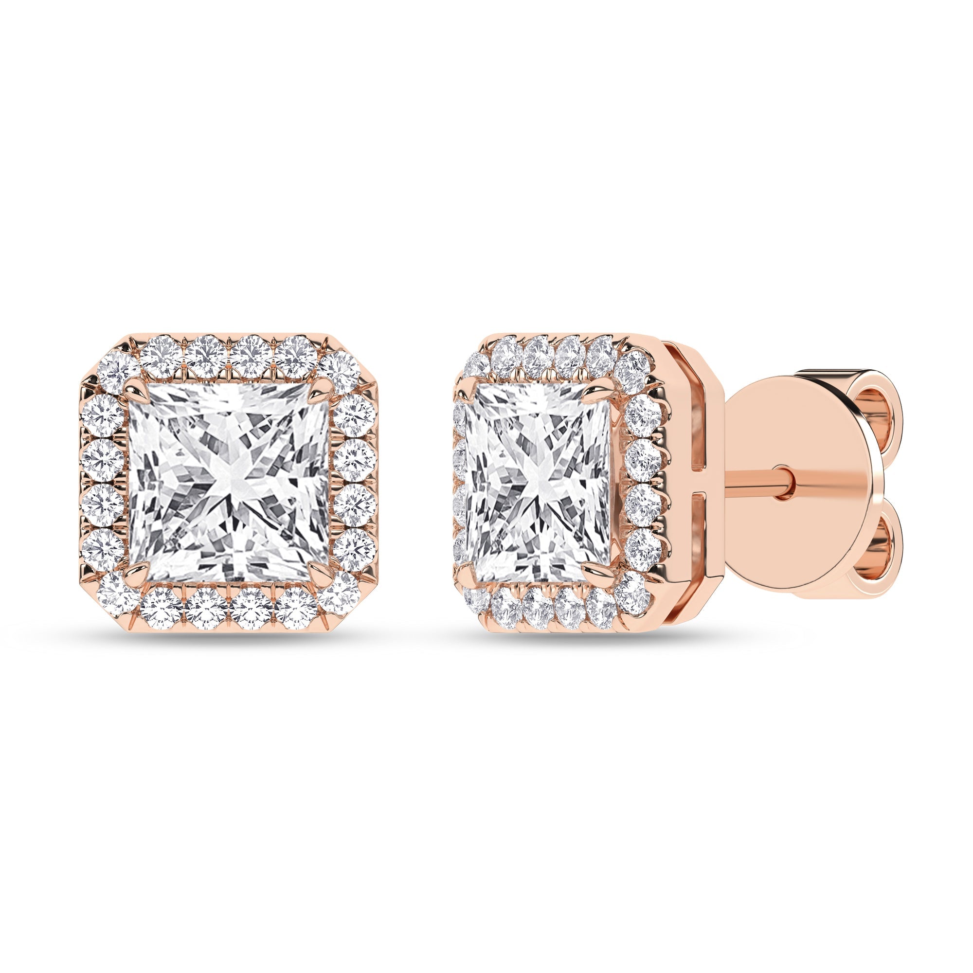 Halo Stud Earrings (Princess) - Oz's Jewelers by The Hickory Jewelry Company